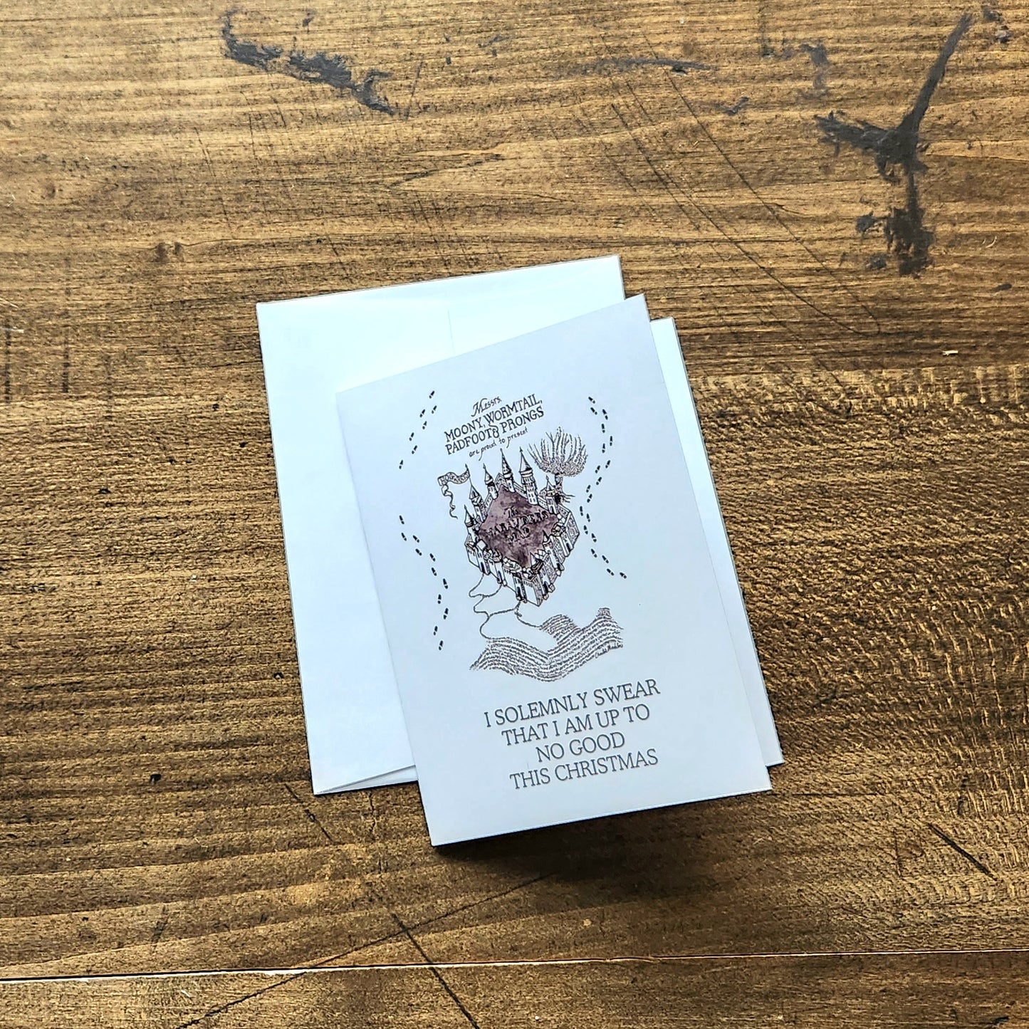 I solemnly swear that I am up to no good this Christmas, Harry potter inspired Holiday greeting card, Marauders map card, Harry potter fan art