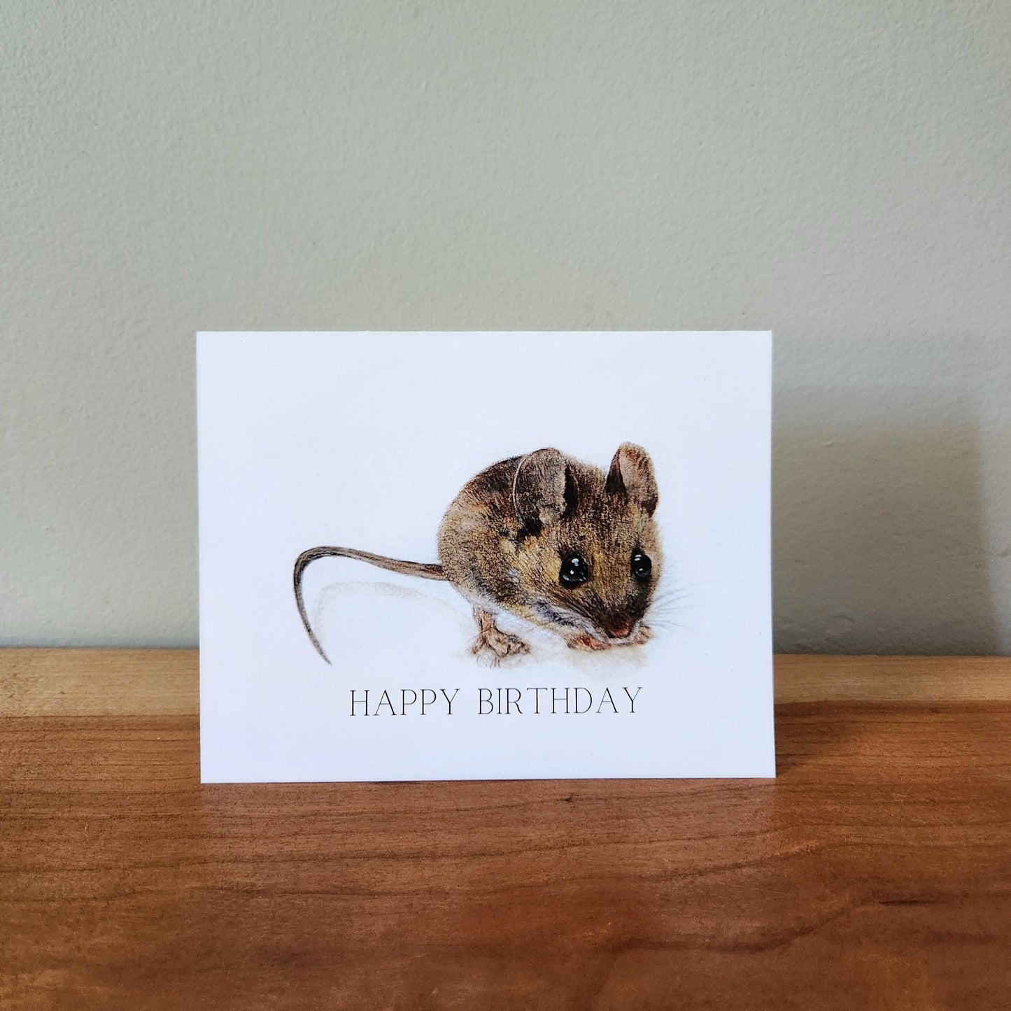 Happy Birthday Wildlife card, Whimsical woodland Mouse greeting, Outdoors adventure card, Baby mouse illustration, Card for children, Kids