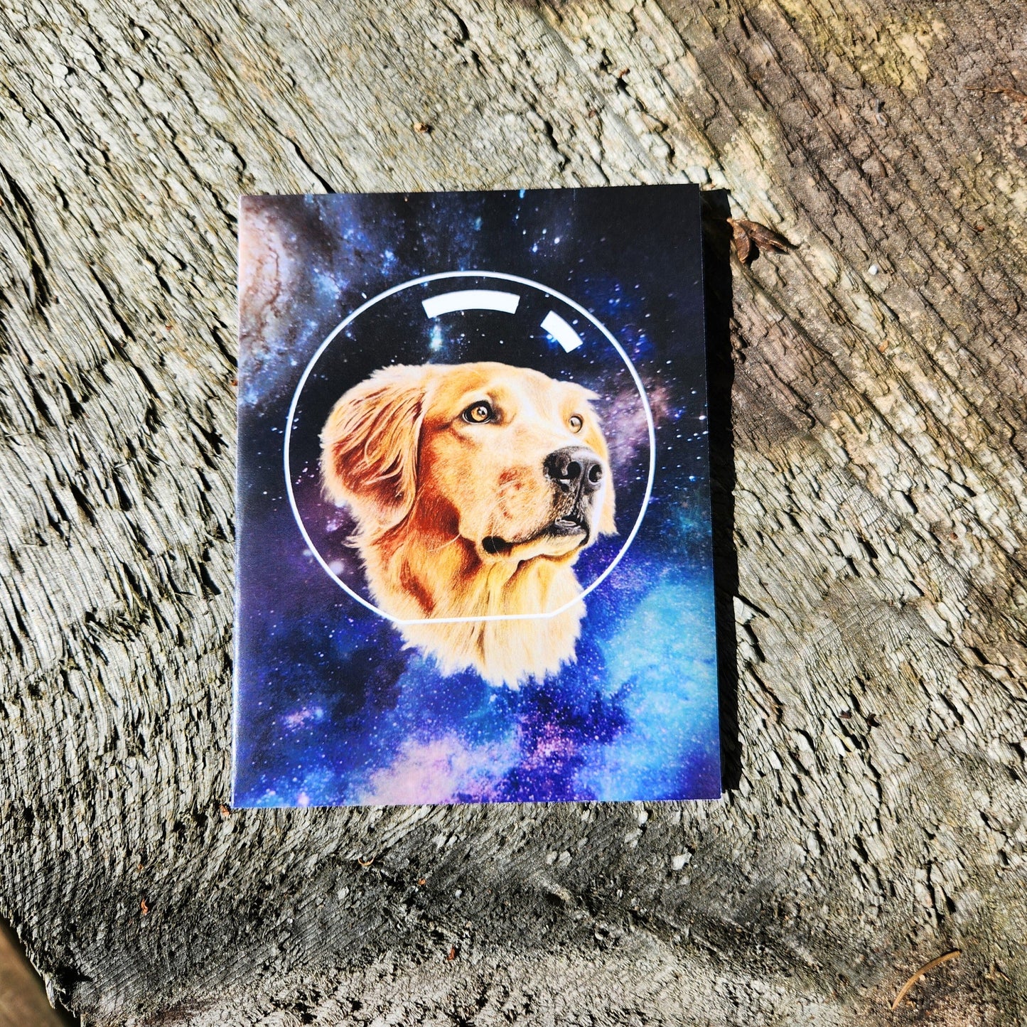 Space dog card, Galaxy Golden Retriever birthday card, Astronaut puppy all occasion card, Thank you, Friendship, Thinking of you card
