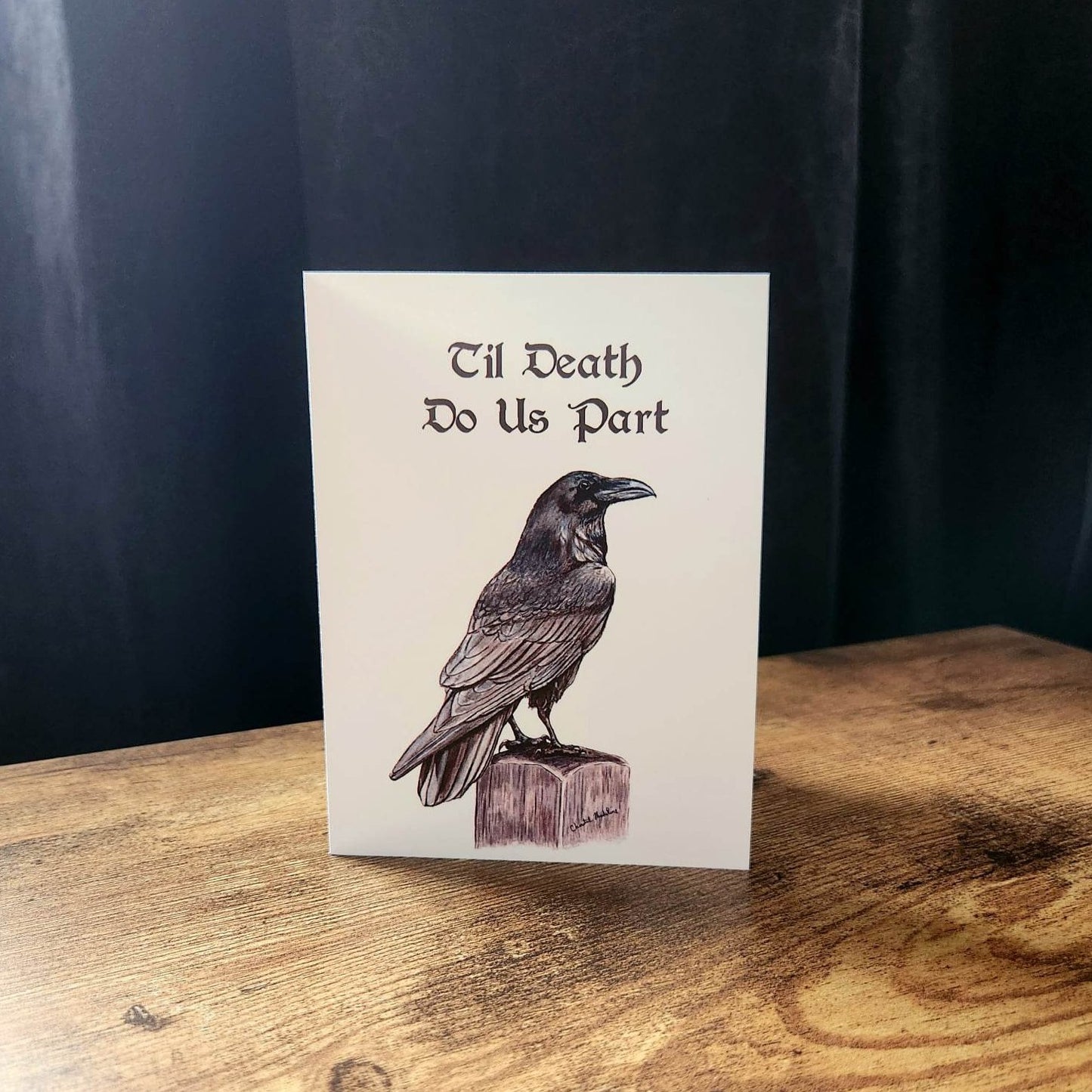 Til death do us part, Anniversary card, Card for husband, Card for wife, Goth wedding card, Halloween love card, Engagement card, Raven card