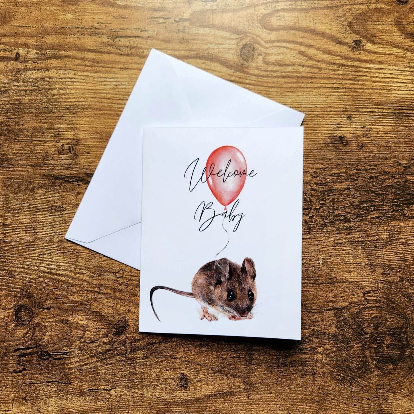 Welcome baby card, New parents baby shower card, Mom and Dad to be, Expecting card, Gender neutral woodland mouse animal, New mama and dad