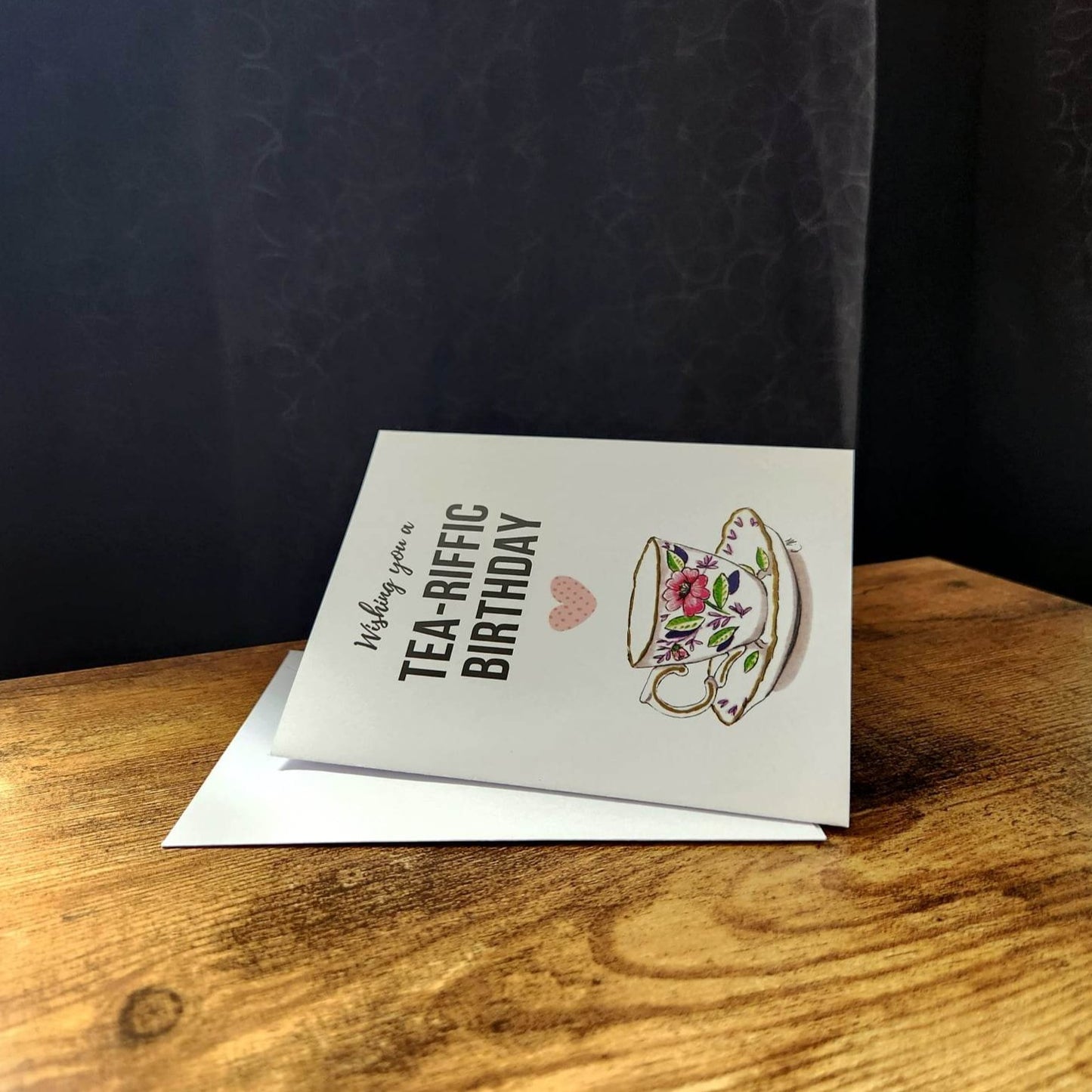 Wishing you a tea-riffic birthday card, Cute birthday card for tea lovers, Tea cup birthday card for her, Mom, Friend, Partner, Tea drinker