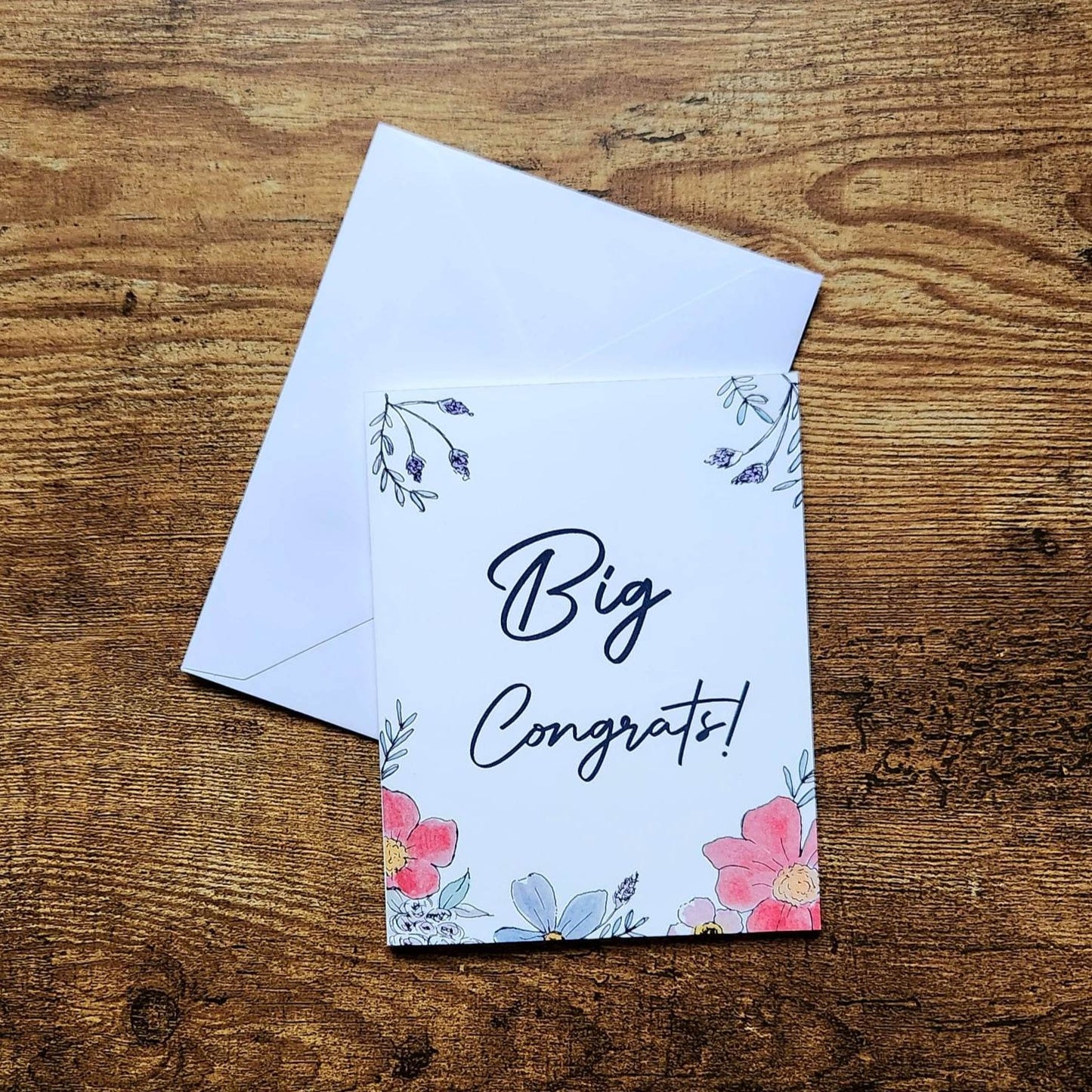 Big congrats, Congratulations card, Floral card, You did it, Engagement card, Floral wedding card, Big promotion card, Pregnancy, New job