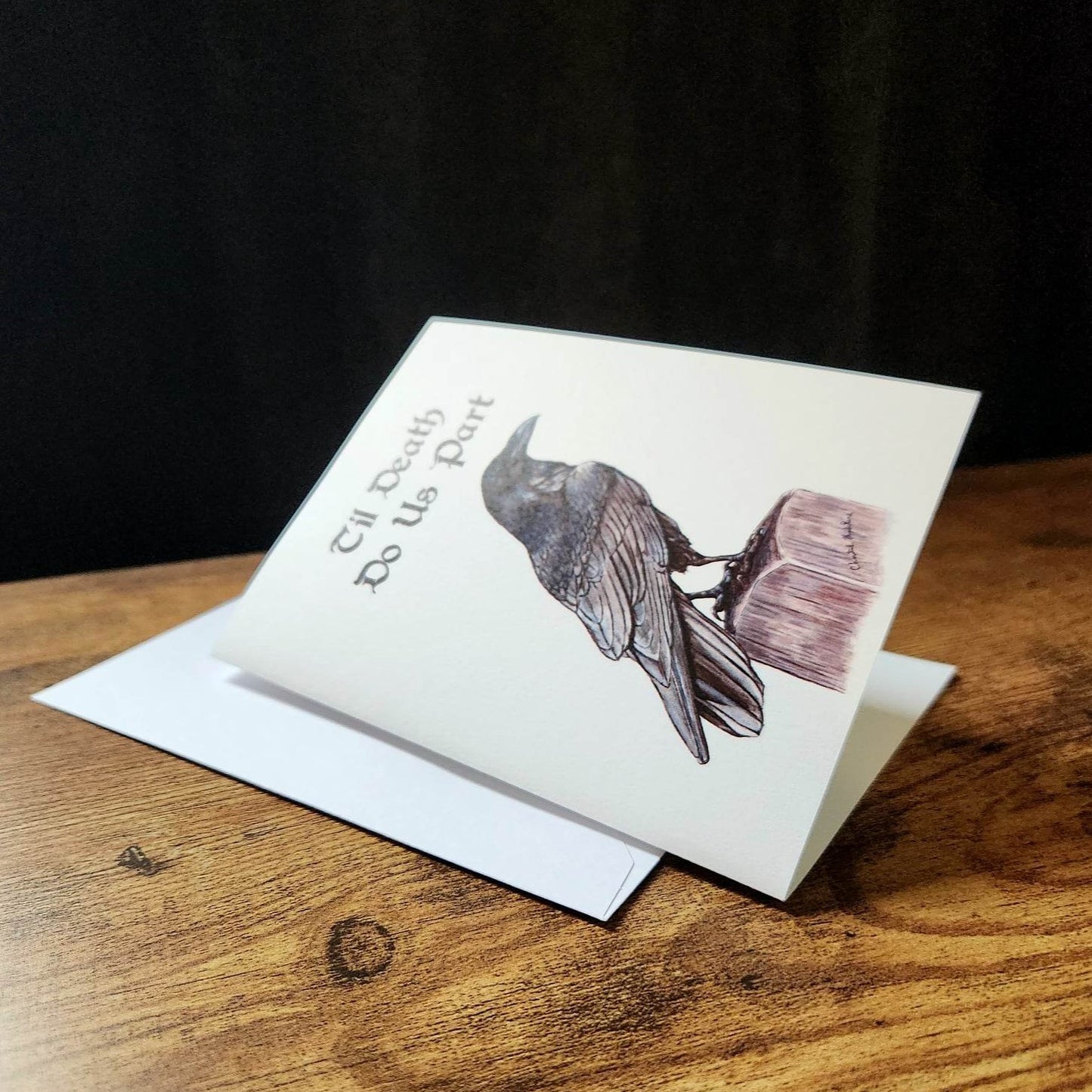 Til death do us part, Anniversary card, Card for husband, Card for wife, Goth wedding card, Halloween love card, Engagement card, Raven card