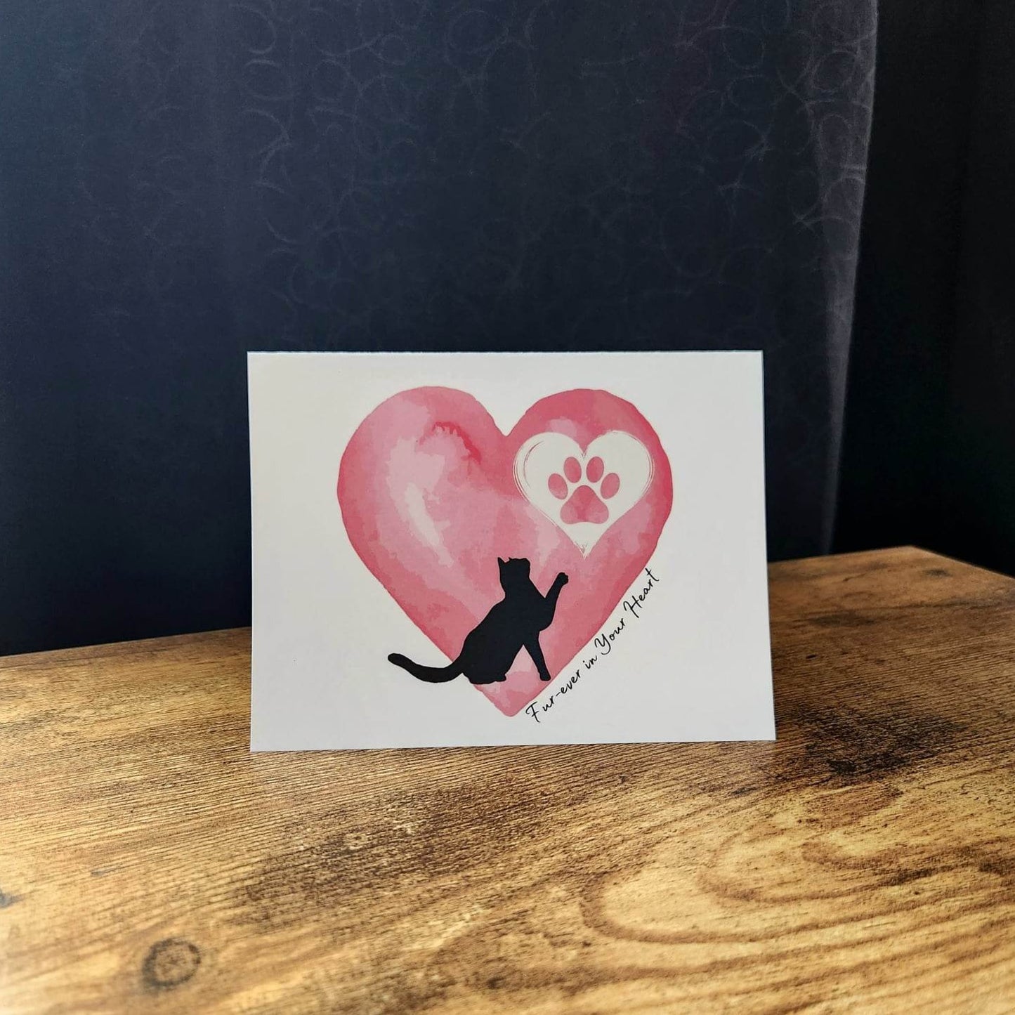 Furever in your heart, Forever in your heart, Cat loss sympathy card, Pet condolence card, Bereavement card for cat, Cat memorial card,