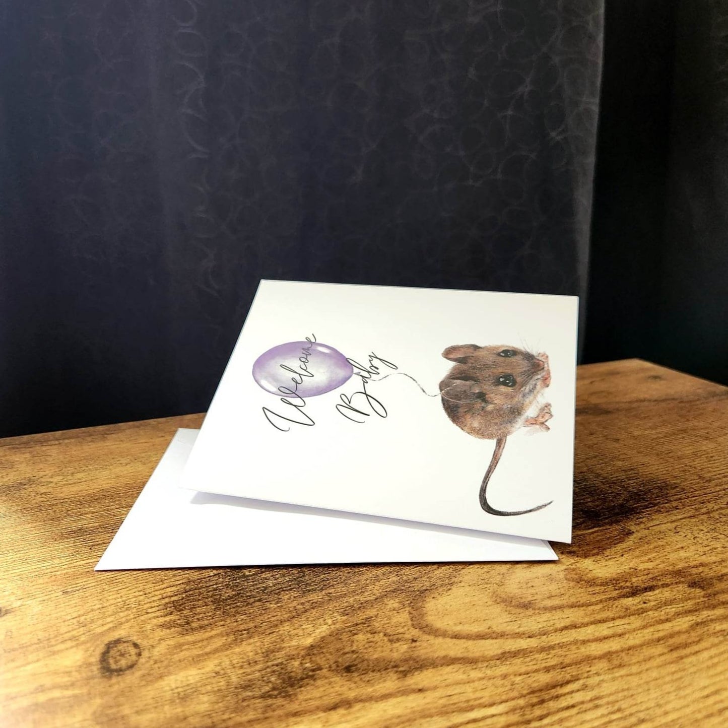 Cute baby shower card, Welcome Baby, Newborn baby card, Gender neutral new baby card, Woodland mouse card, New parents card, Expecting card