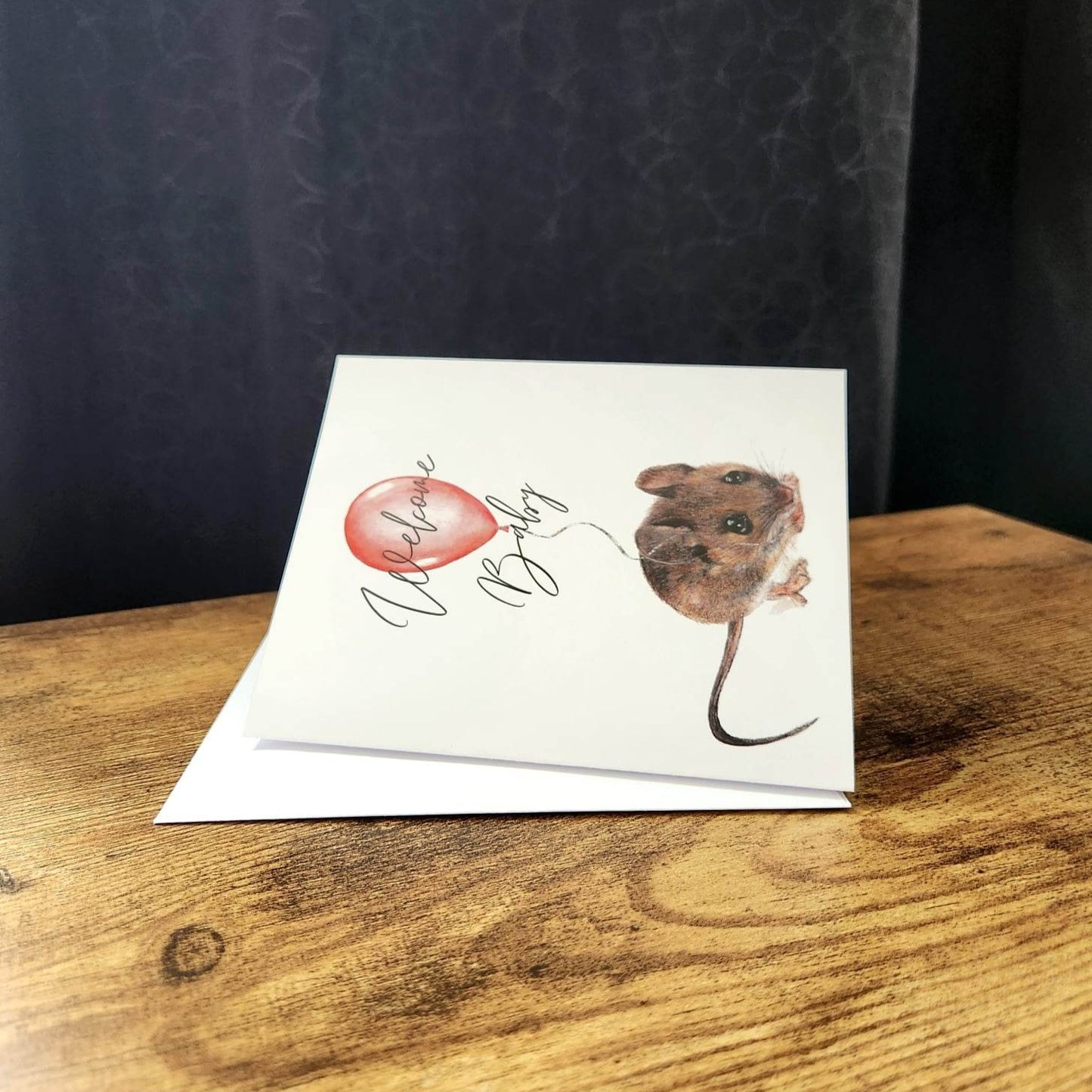 Welcome baby card, New parents baby shower card, Mom and Dad to be, Expecting card, Gender neutral woodland mouse animal, New mama and dad