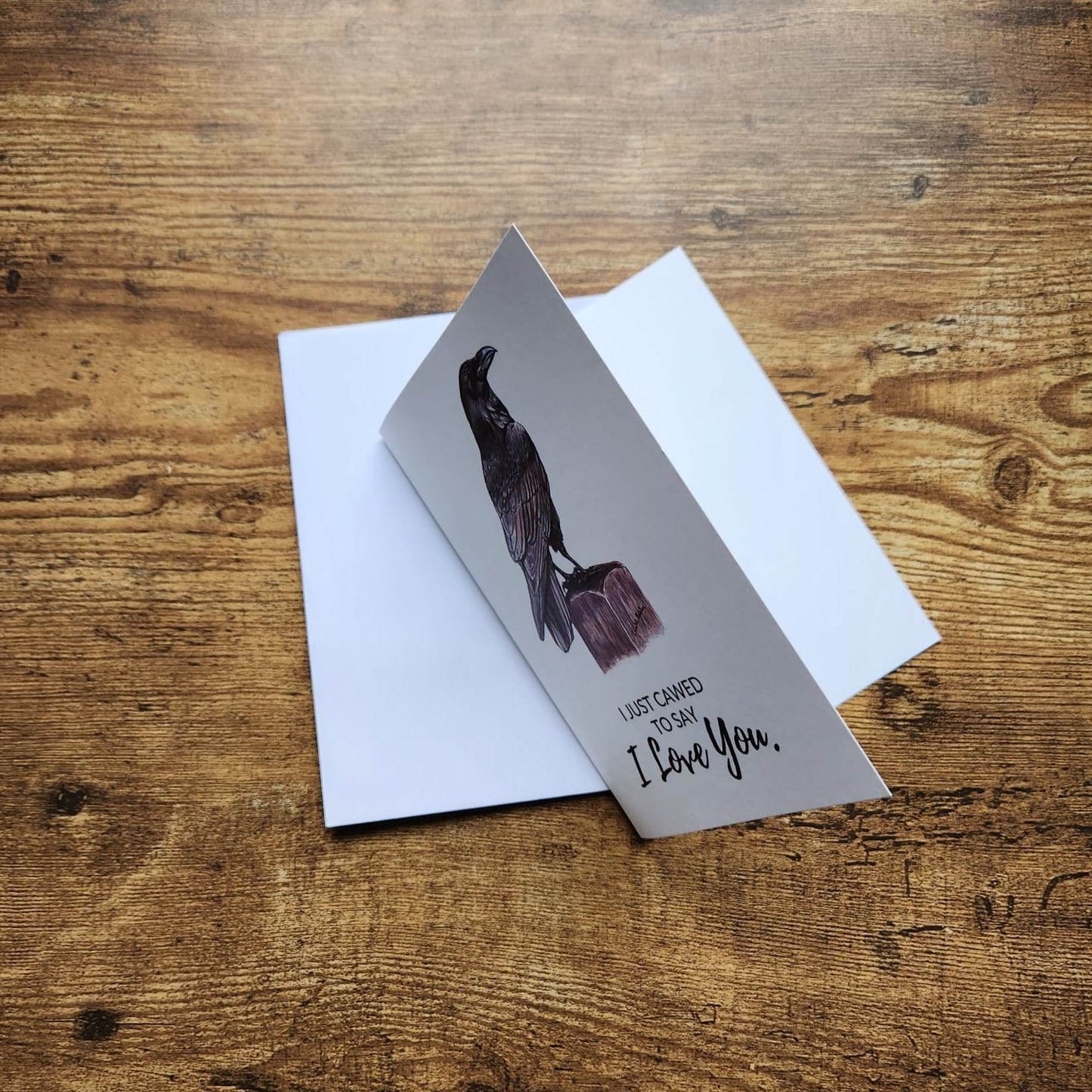 Gothic love card, Just cawed to say I love you, Raven anniversary card, Bird love card, Cute crow card, Animal valentine, Animal pun card