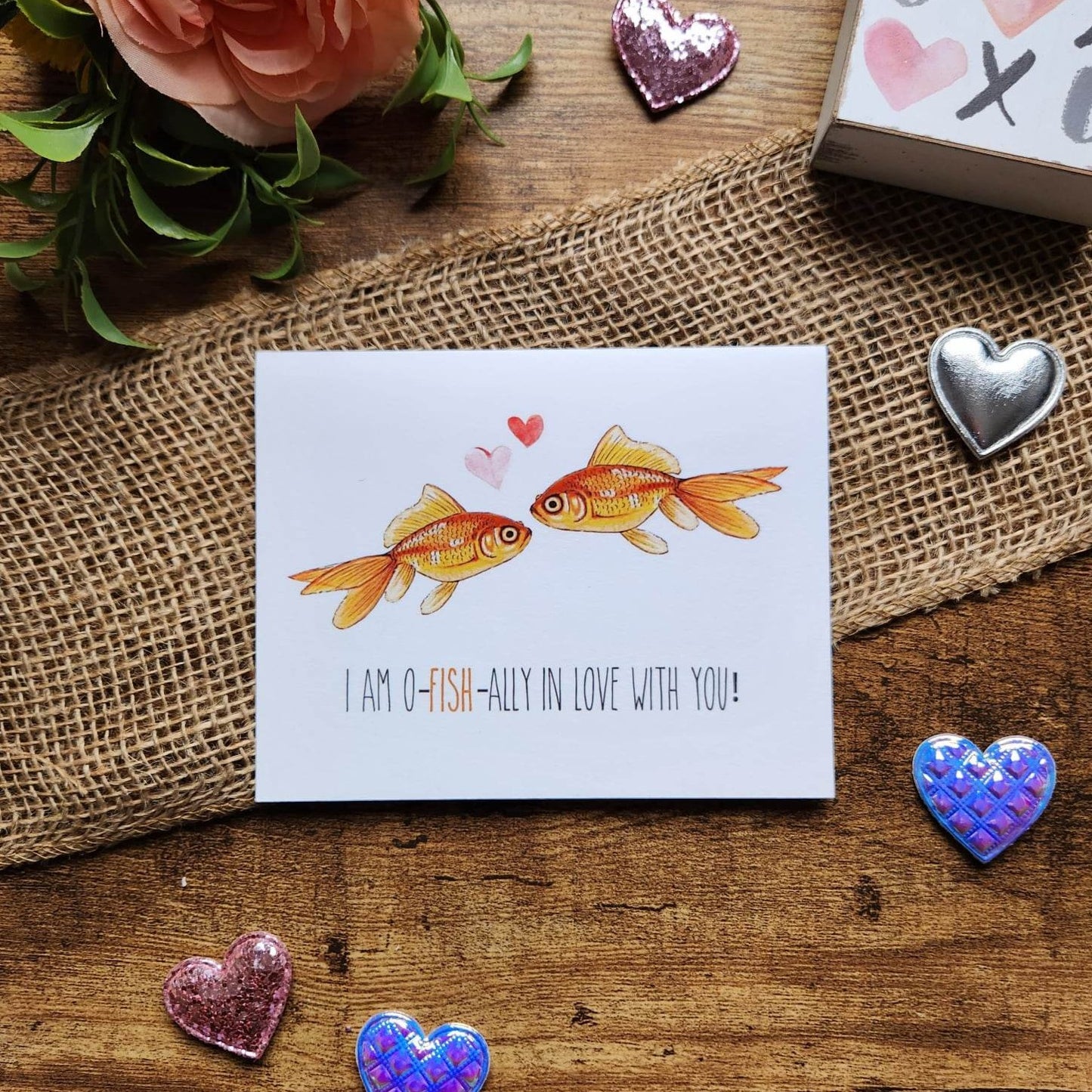 I am in love with you card, O-Fish-ally in love with you card, Cute couple card, Anniversary card, Love card, Cute Valentine's day card