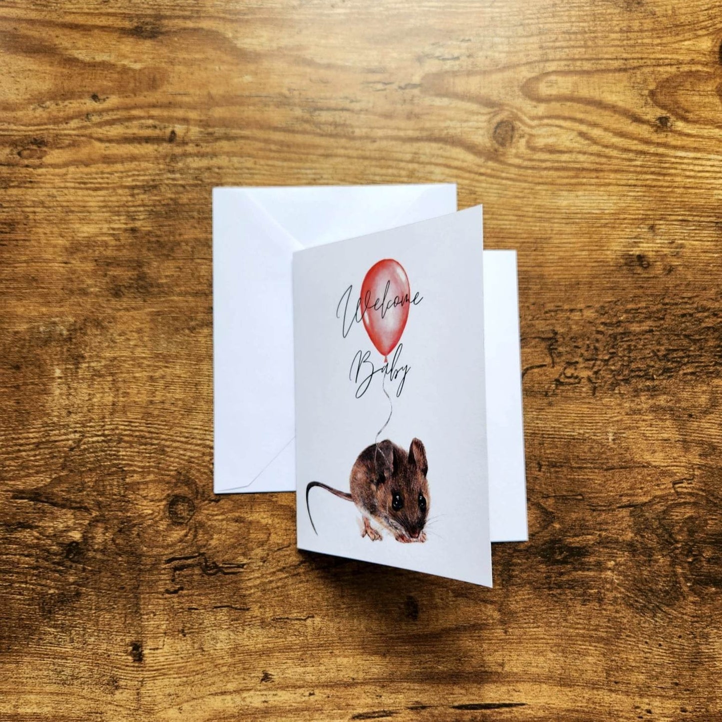 Welcome baby card, New parents baby shower card, Mom and Dad to be, Expecting card, Gender neutral woodland mouse animal, New mama and dad