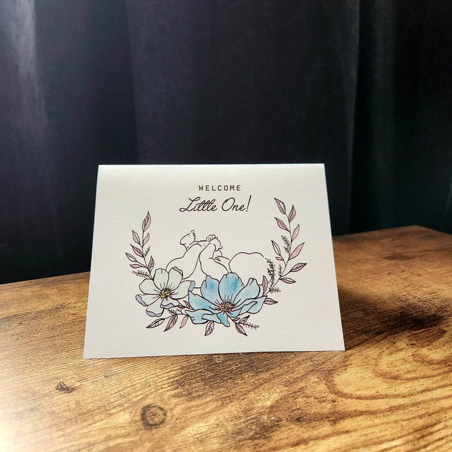 Welcome little one, Baby shower card, Baby boy card, New baby card, Minimalist baby card, Expectant mother card, New parents card, Newborn