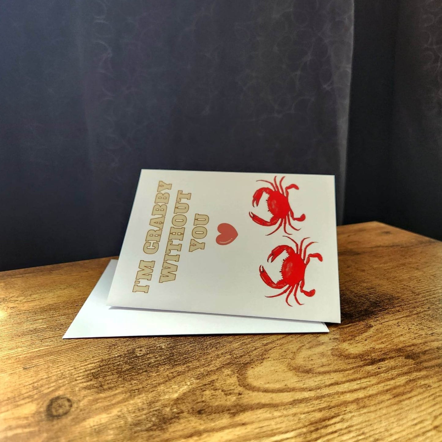 I'm crabby without you, I miss you card, Long distance love card, Cute anniversary card for husband, Wife, Girlfriend, Boyfriend, Partner