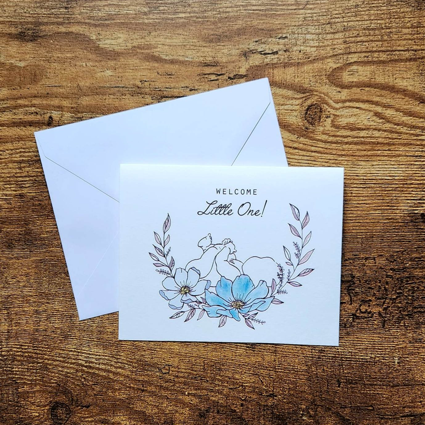 Welcome little one, Baby shower card, Baby boy card, New baby card, Minimalist baby card, Expectant mother card, New parents card, Newborn