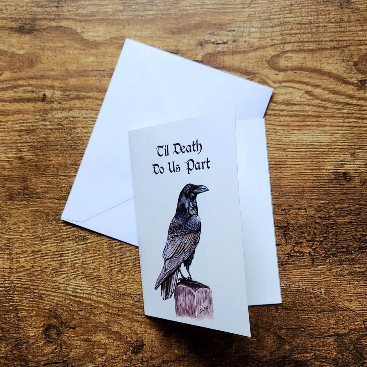 Til death do us part, Anniversary card, Card for husband, Card for wife, Goth wedding card, Halloween love card, Engagement card, Raven card