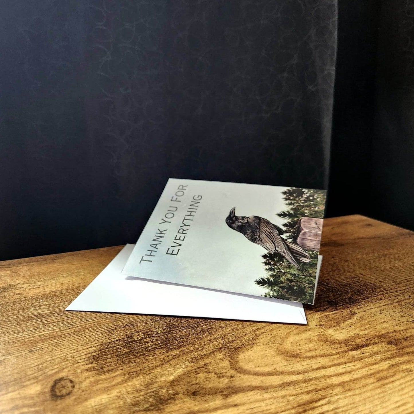 Thank you for everything card, Raven Crow thank you card, Nature lover card, Rustic woodland card, Animal thank you card for friend, Boss