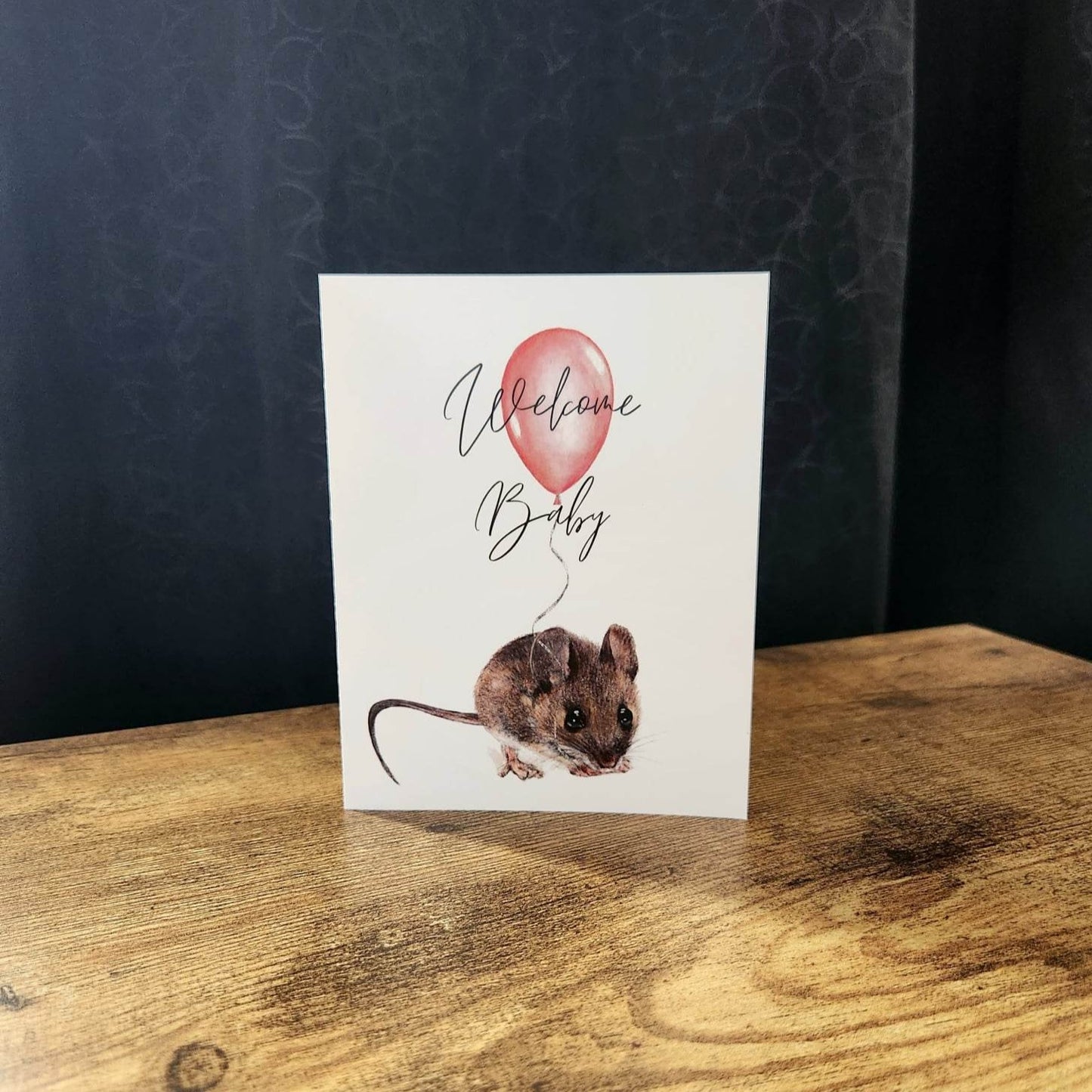 Welcome baby card, New parents baby shower card, Mom and Dad to be, Expecting card, Gender neutral woodland mouse animal, New mama and dad