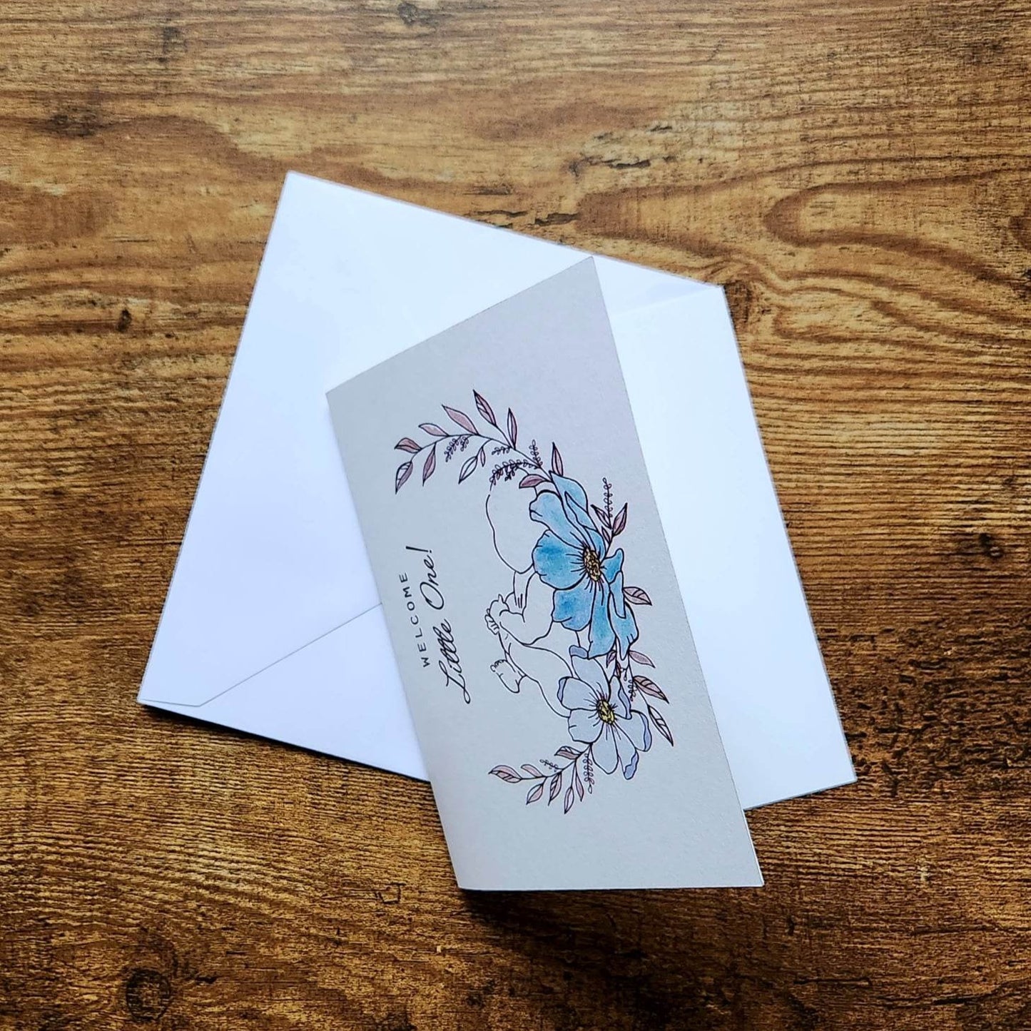 Welcome little one, Baby shower card, Baby boy card, New baby card, Minimalist baby card, Expectant mother card, New parents card, Newborn