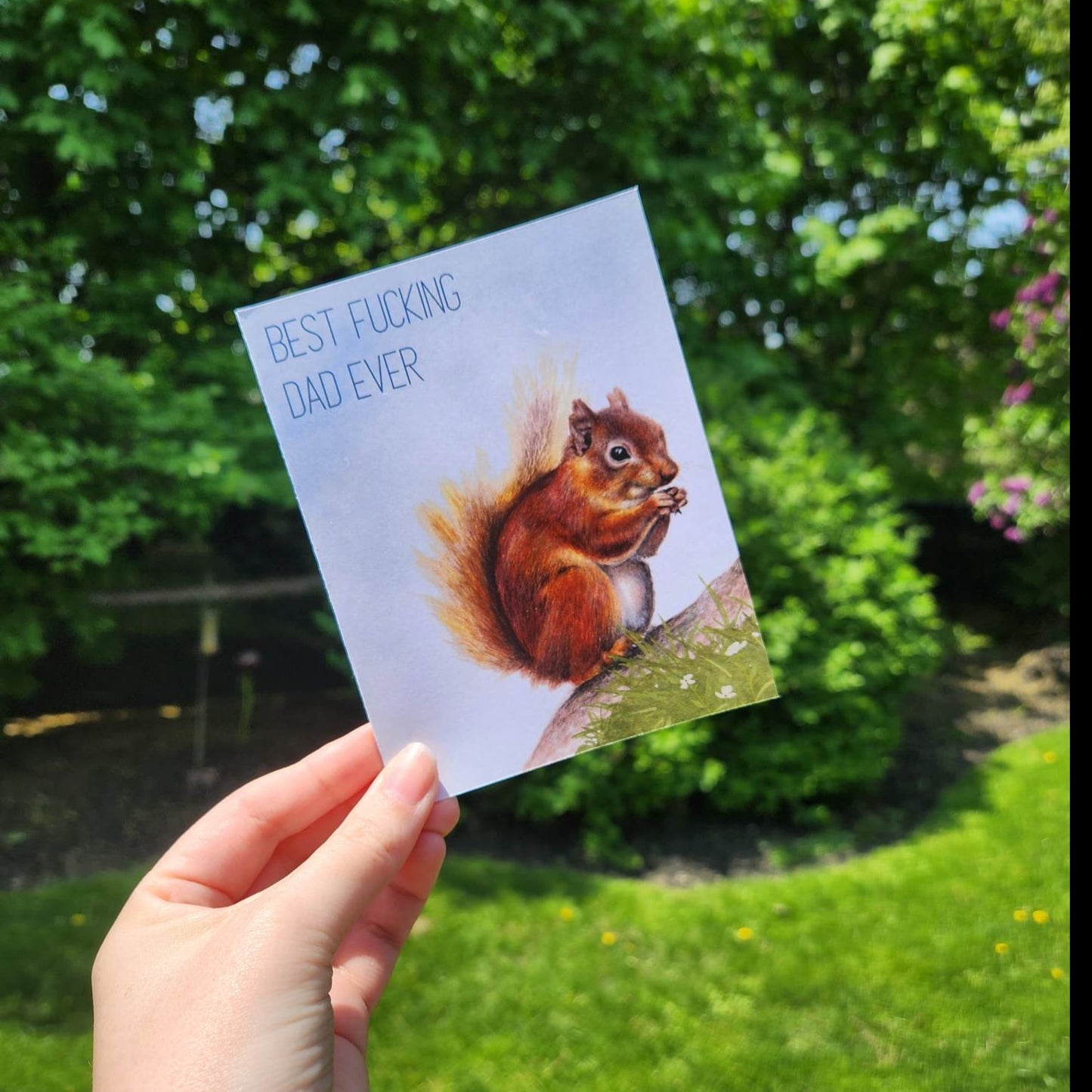 Best fucking dad ever, Woodland Father's day card, Cute Squirrel card for dad, Funny Father's Day card, Vulgar card for dad, Sweary dad card