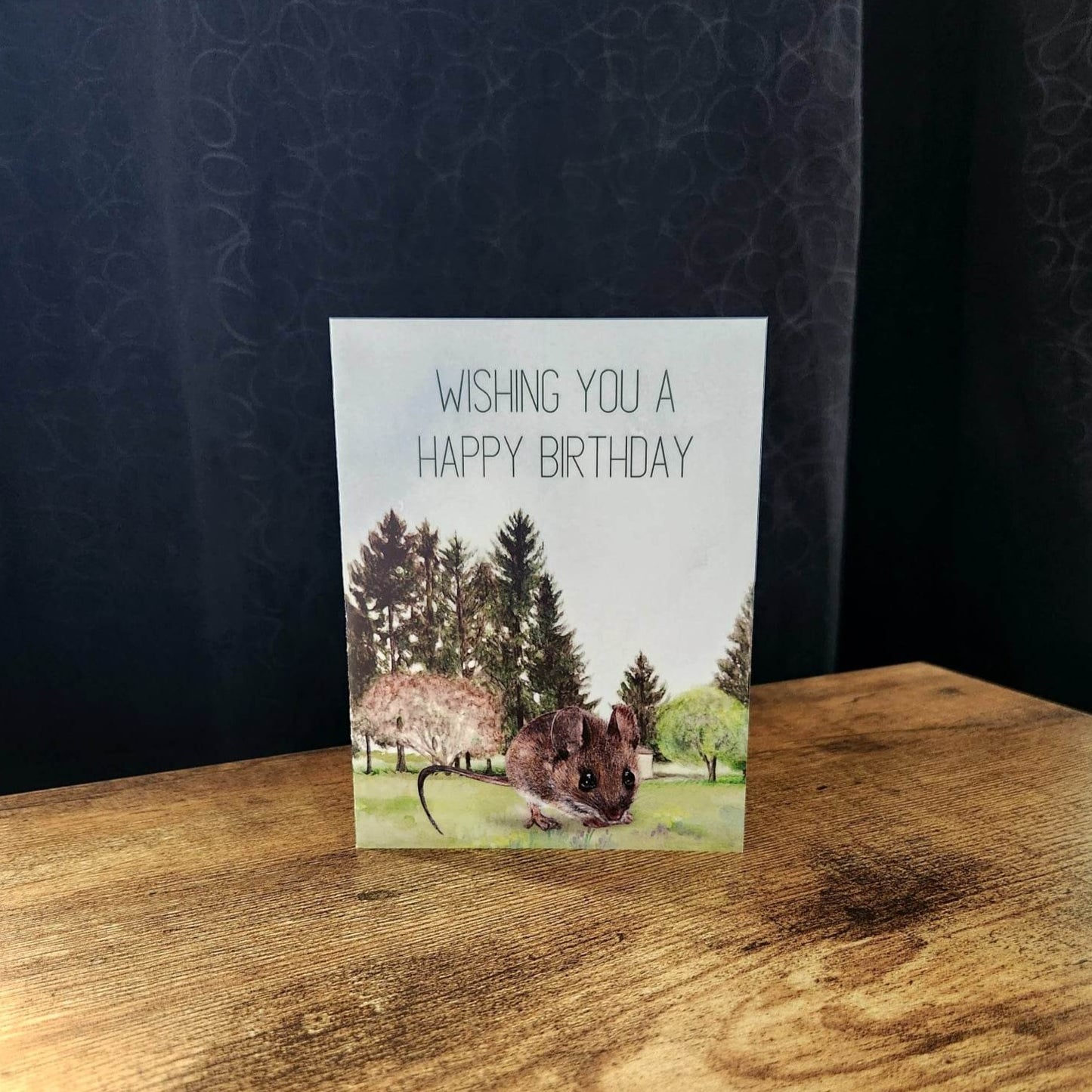 Wishing you a happy birthday, Cute mouse birthday card, Nature lover card, Birthday celebration card, Birthday card for him, Her, Mouse card