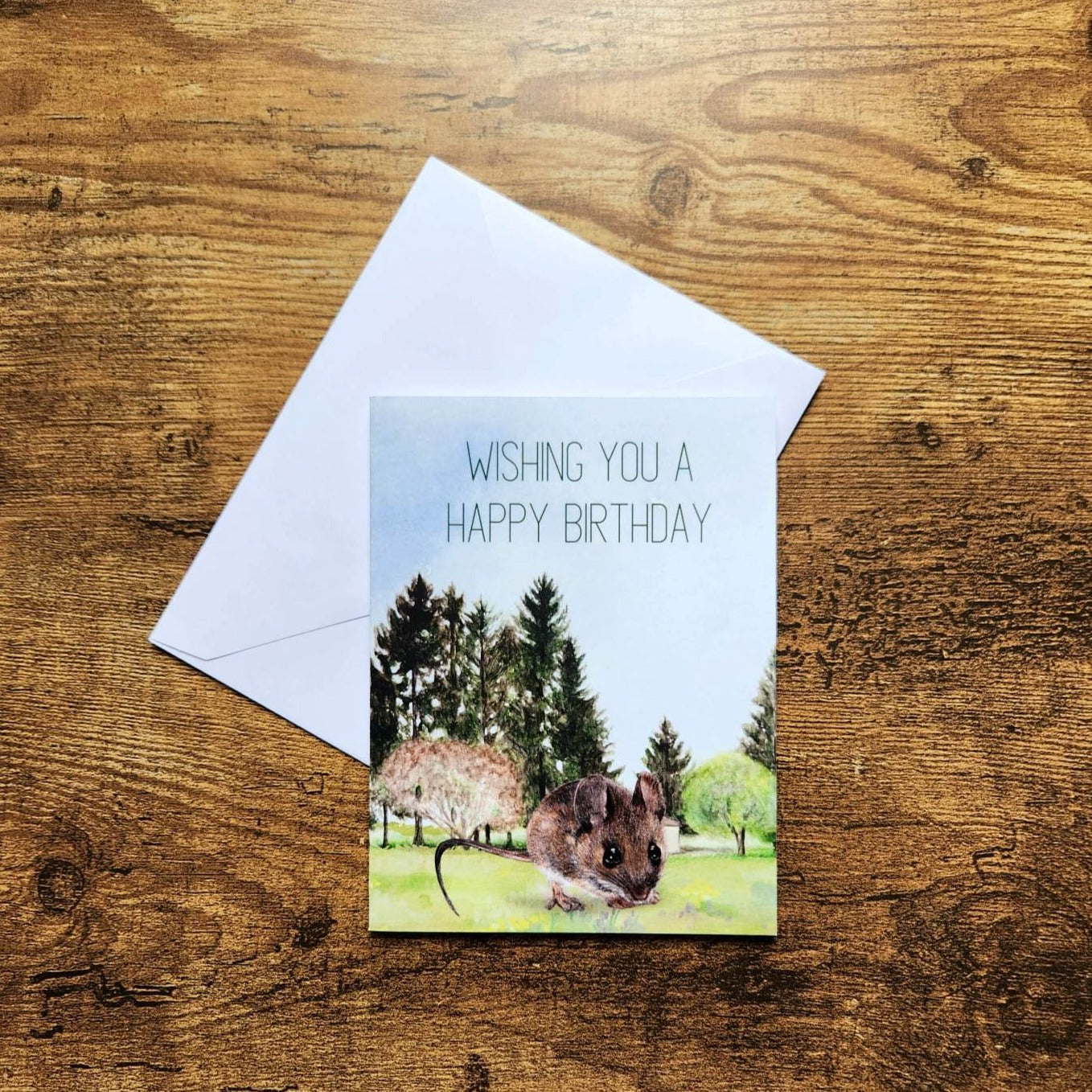 Wishing you a happy birthday, Cute mouse birthday card, Nature lover card, Birthday celebration card, Birthday card for him, Her, Mouse card