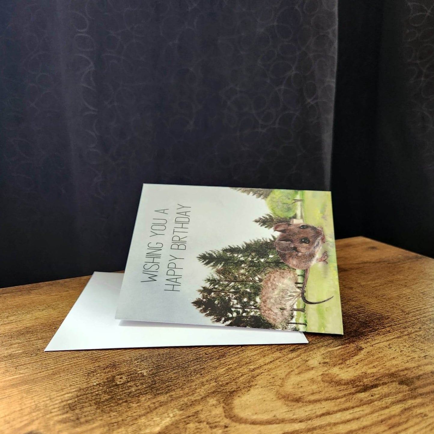 Wishing you a happy birthday, Cute mouse birthday card, Nature lover card, Birthday celebration card, Birthday card for him, Her, Mouse card