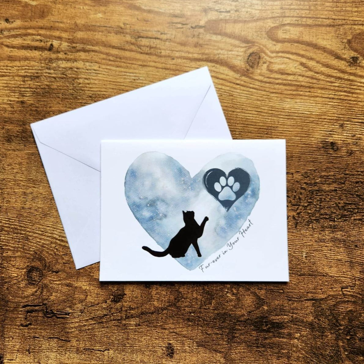 Furever in your heart, Pet loss card, Cat loss support card for friend, Pet grief card, Pet Condolence card, Pet paw card, Cat owner loss