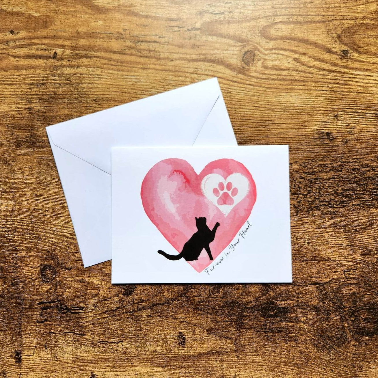 Furever in your heart, Forever in your heart, Cat loss sympathy card, Pet condolence card, Bereavement card for cat, Cat memorial card,