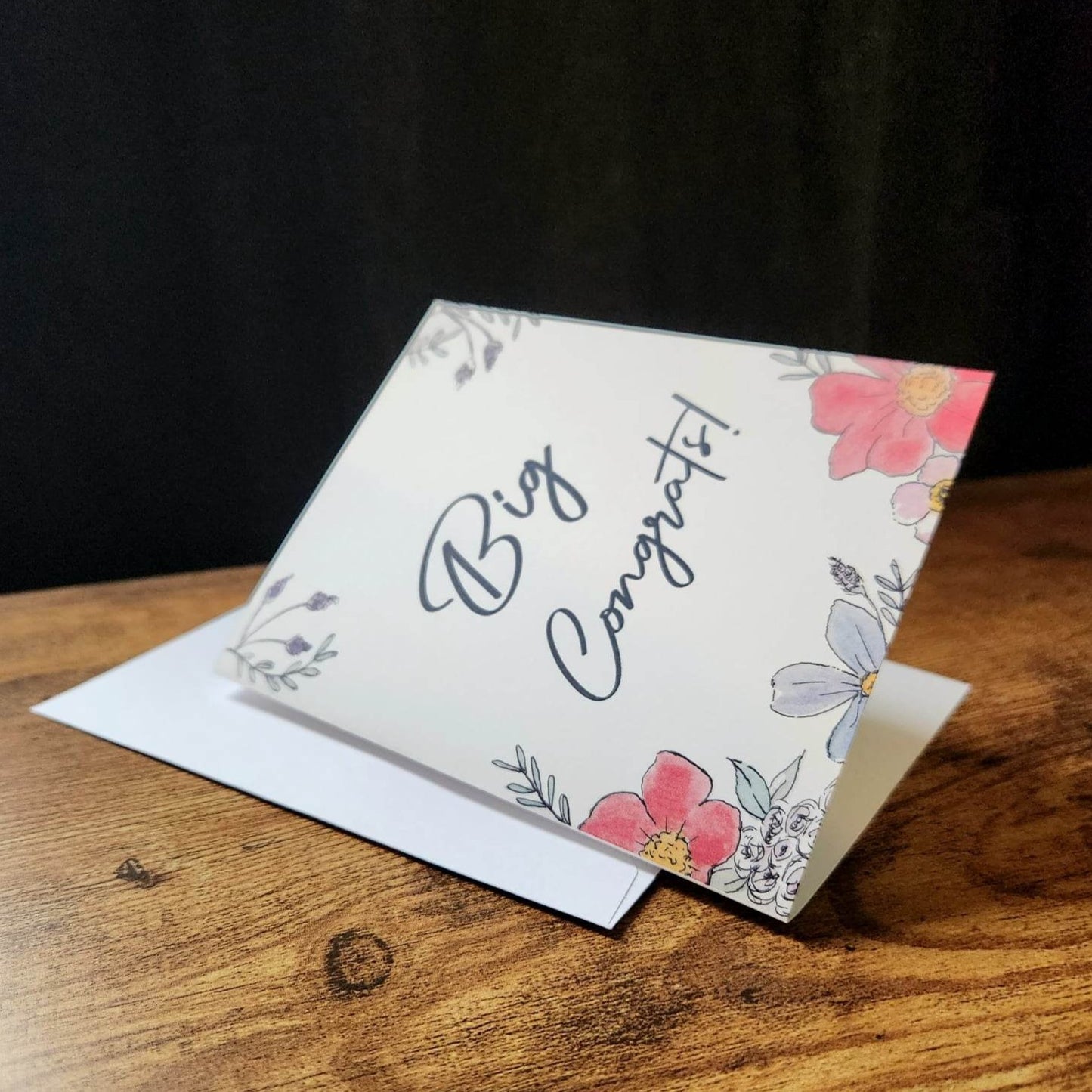 Big congrats, Congratulations card, Floral card, You did it, Engagement card, Floral wedding card, Big promotion card, Pregnancy, New job