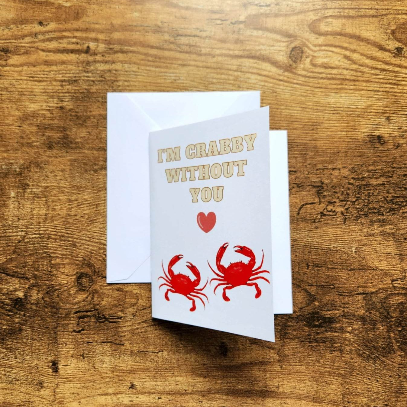 I'm crabby without you, I miss you card, Long distance love card, Cute anniversary card for husband, Wife, Girlfriend, Boyfriend, Partner