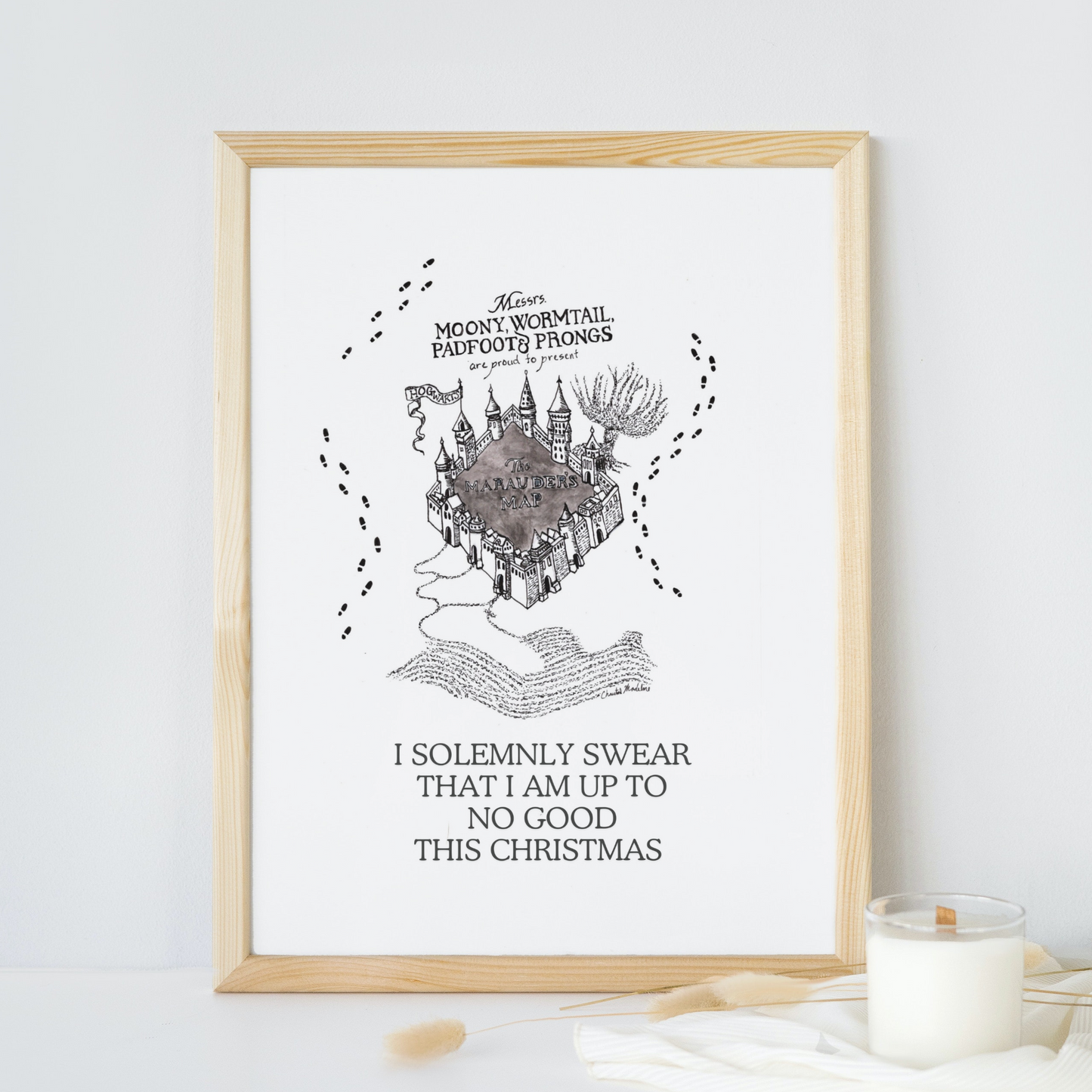 I Solemnly Swear I am up to no Good This Christmas, Harry Potter fan art Christmas, Marauders map, Art print on cardstock