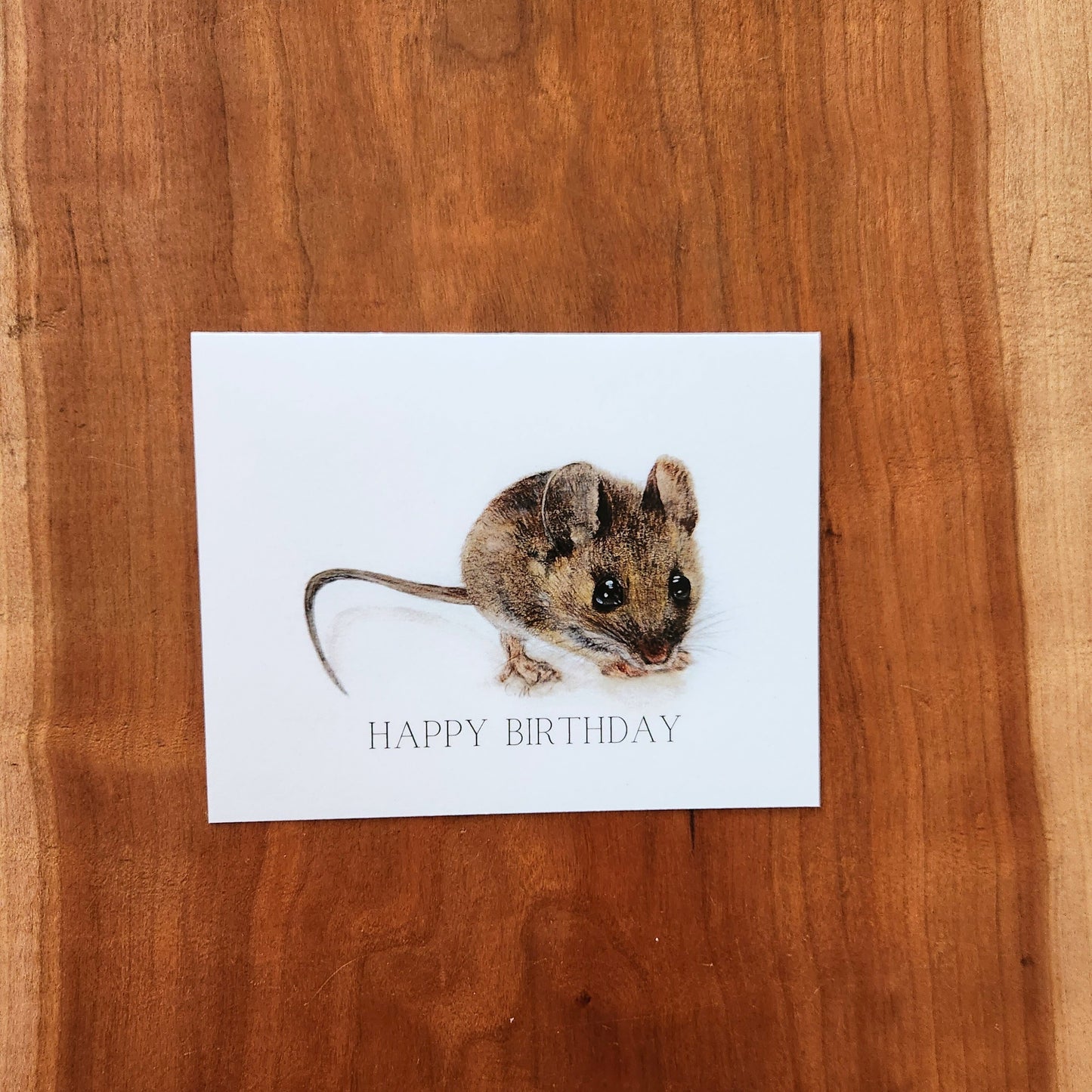 Happy Birthday Wildlife card, Whimsical woodland Mouse greeting, Outdoors adventure card, Baby mouse illustration, Card for children, Kids