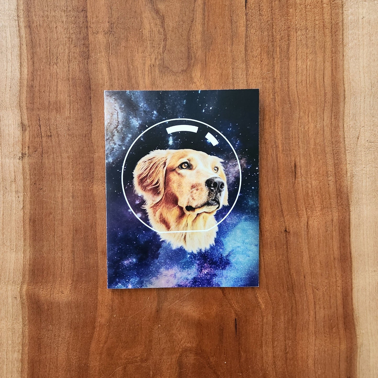 Space dog card, Galaxy Golden Retriever birthday card, Astronaut puppy all occasion card, Thank you, Friendship, Thinking of you card
