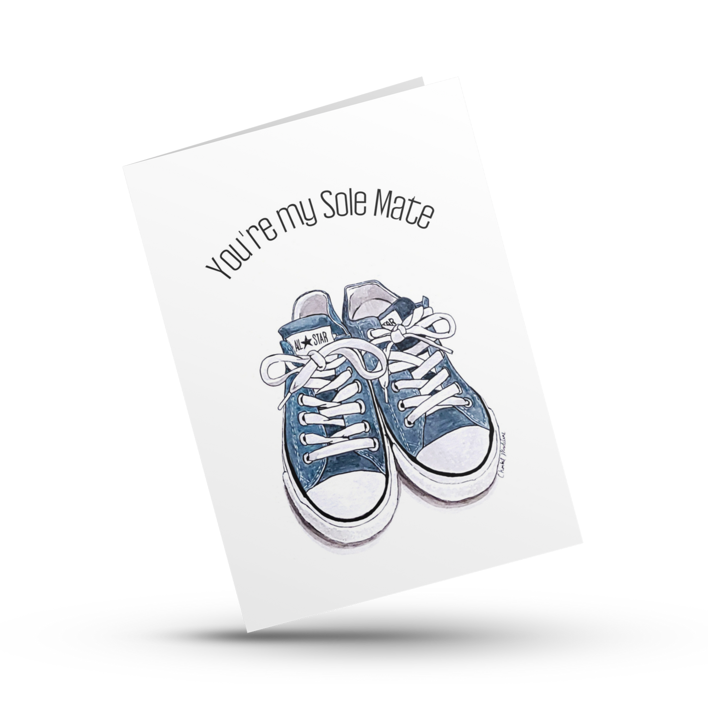 You're my sole mate, Blue running shoes birthday card, Sneaker pun love anniversary card for girlfriend, boyfriend, husband, Partner, Wife