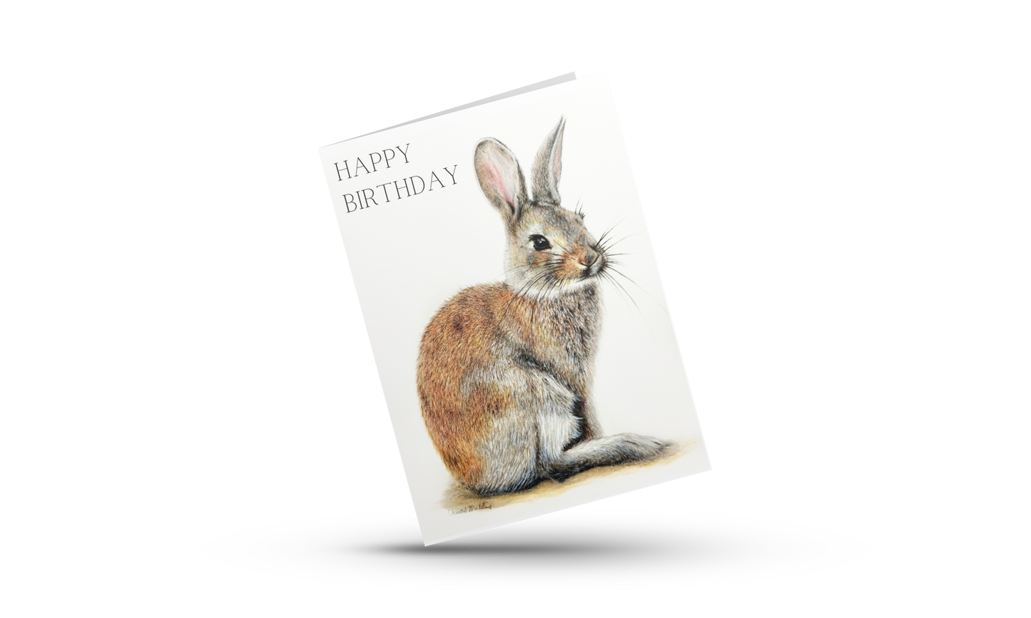 Happy birthday woodland bunny card, Cute rabbit birthday card for friend, Co worker, Husband, Wife, Partner, Nature animal lover greeting