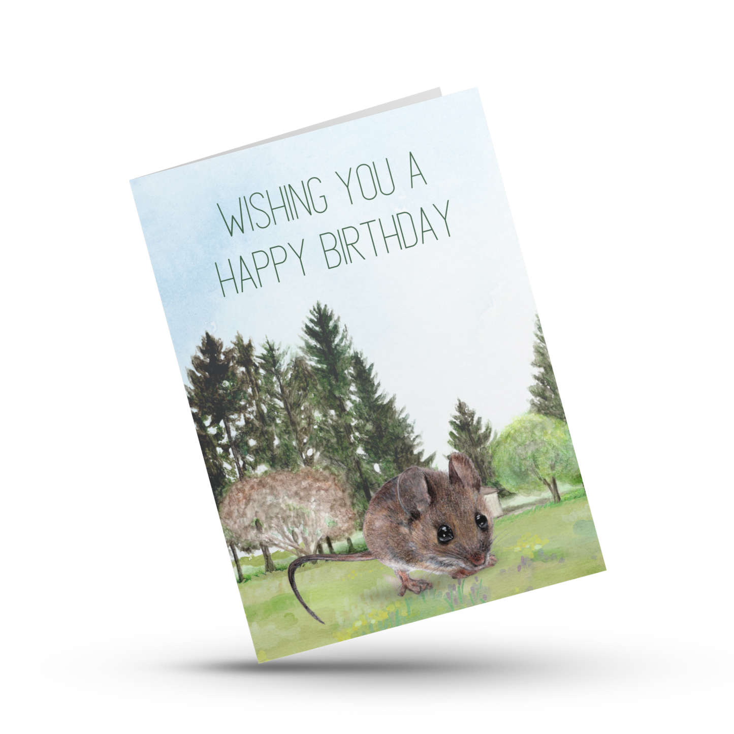 Wishing you a happy birthday, Cute mouse birthday card, Nature lover card, Birthday celebration card, Birthday card for him, Her, Mouse card