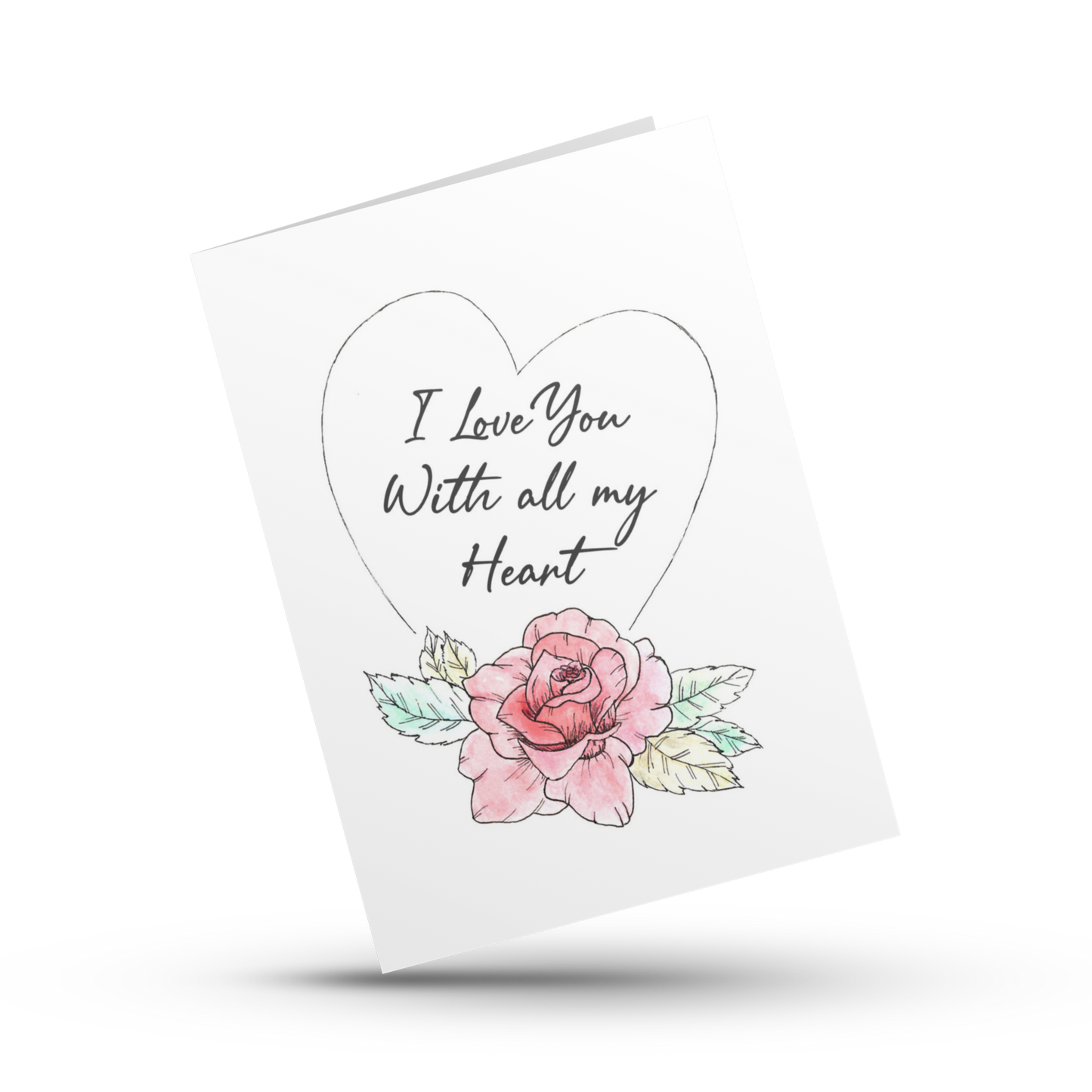 Love card, I love you with all my heart card, Anniversary love card, Cute birthday card, Wedding card, Card for girlfriend, Romantic card