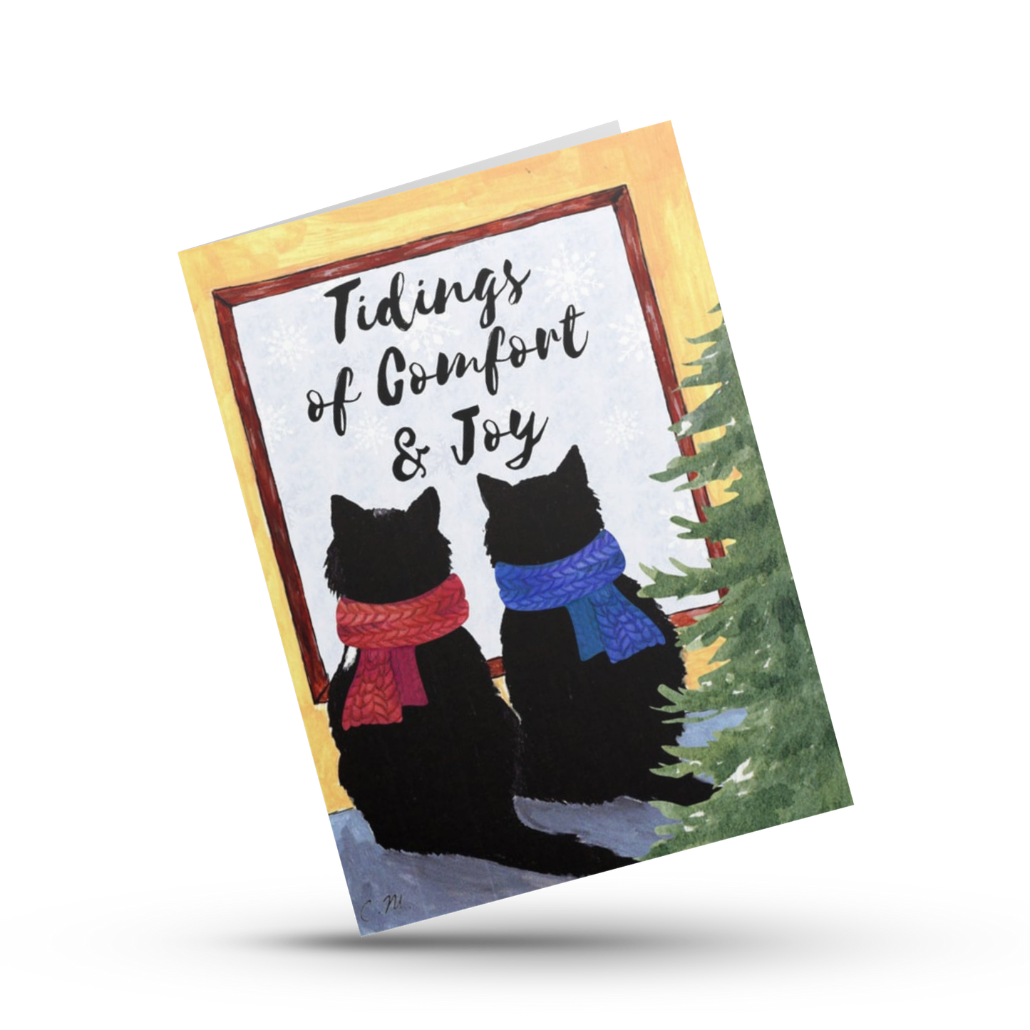 Tidings of comfort and joy, Cozy cats Christmas card, Cats in scarves Christmas card, Cute cat Holiday card, Cat lover card, Meowy Christmas