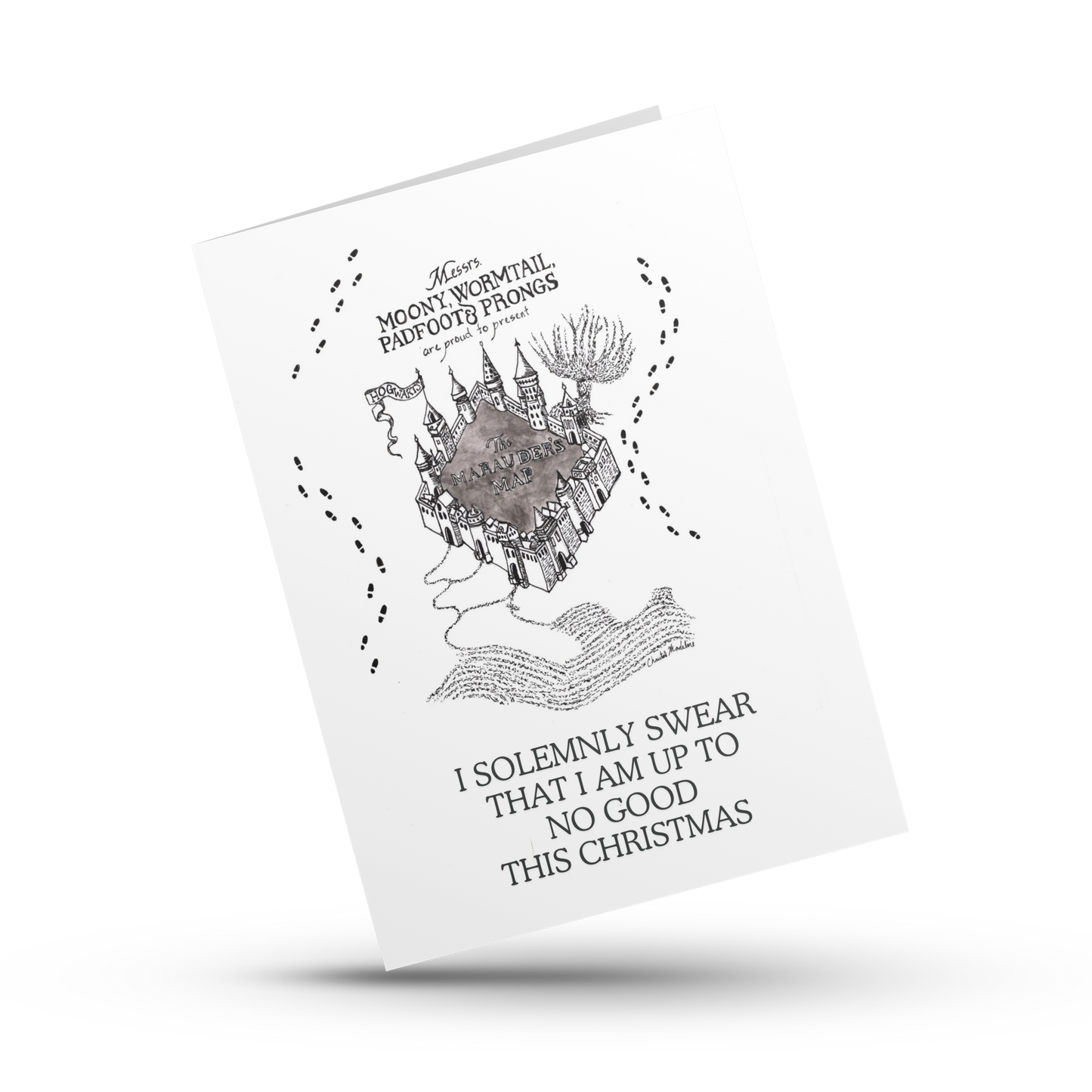 I solemnly swear that I am up to no good this Christmas, Harry potter inspired Holiday greeting card, Marauders map card, Harry potter fan art