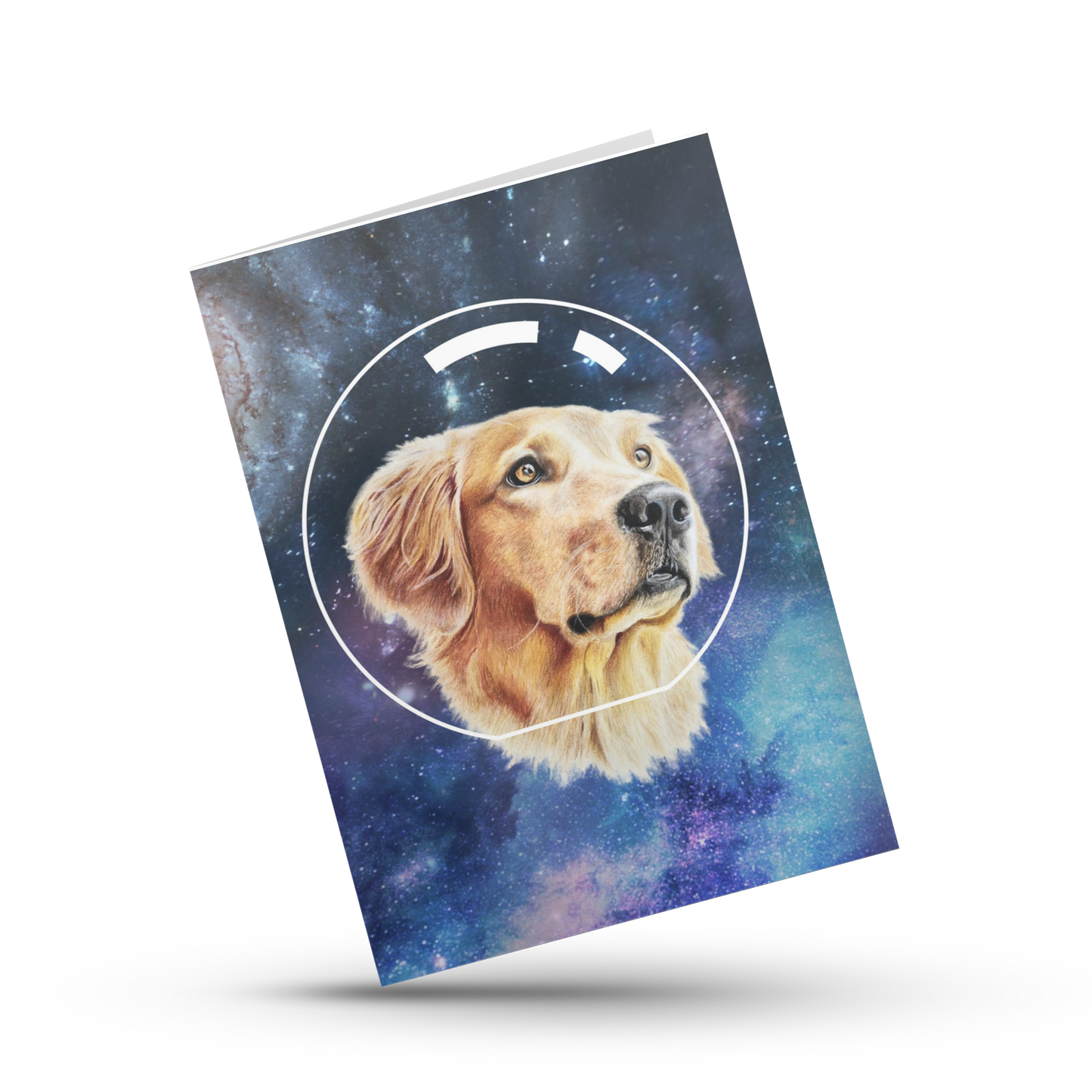 Space dog card, Galaxy Golden Retriever birthday card, Astronaut puppy all occasion card, Thank you, Friendship, Thinking of you card