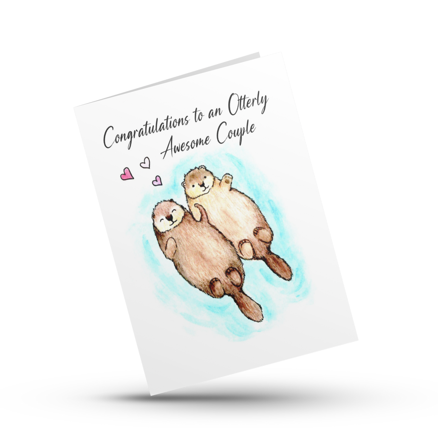 Otter wedding card, Congratulatons to the otterly awesome couple, Otter pun card, Cute wedding card, Animal card, Congrats on your wedding