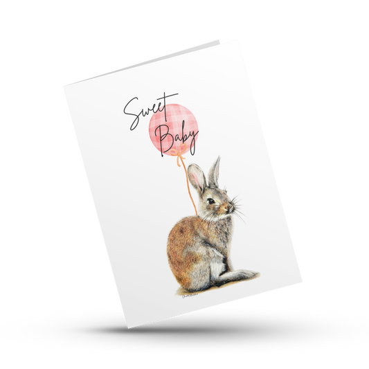 Sweet new born baby bunny card, Congratulations new baby, Woodland nursery theme gift, New mom, Mama to be, Dad to be, Grandma, Expecting,