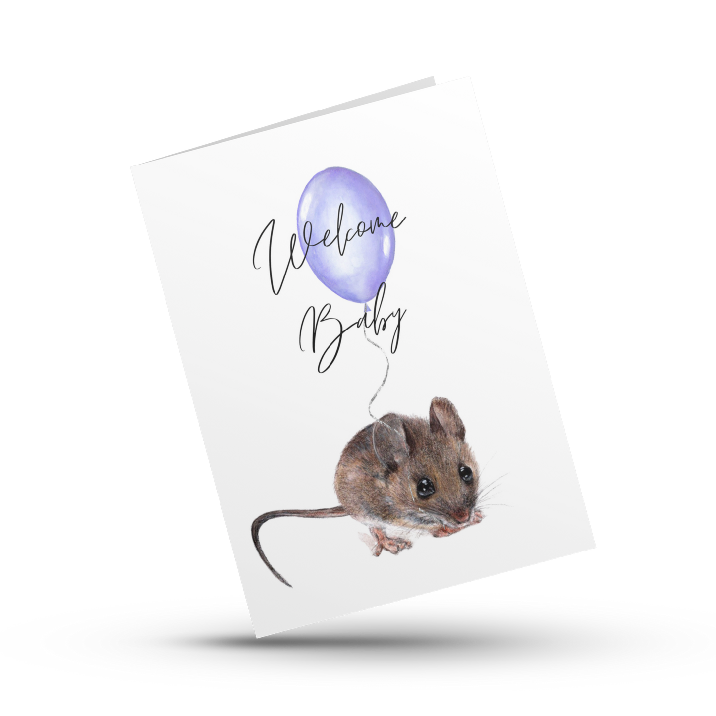 Cute baby shower card, Welcome Baby, Newborn baby card, Gender neutral new baby card, Woodland mouse card, New parents card, Expecting card