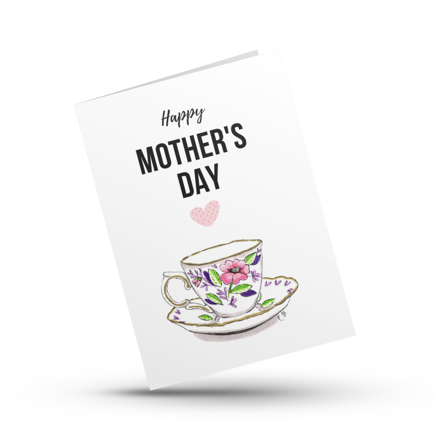 Tea lover mother's day card, Happy mother's day card, Floral tea cup card, Card for mom, Aunt, Sister, Pretty mother's day card for wife