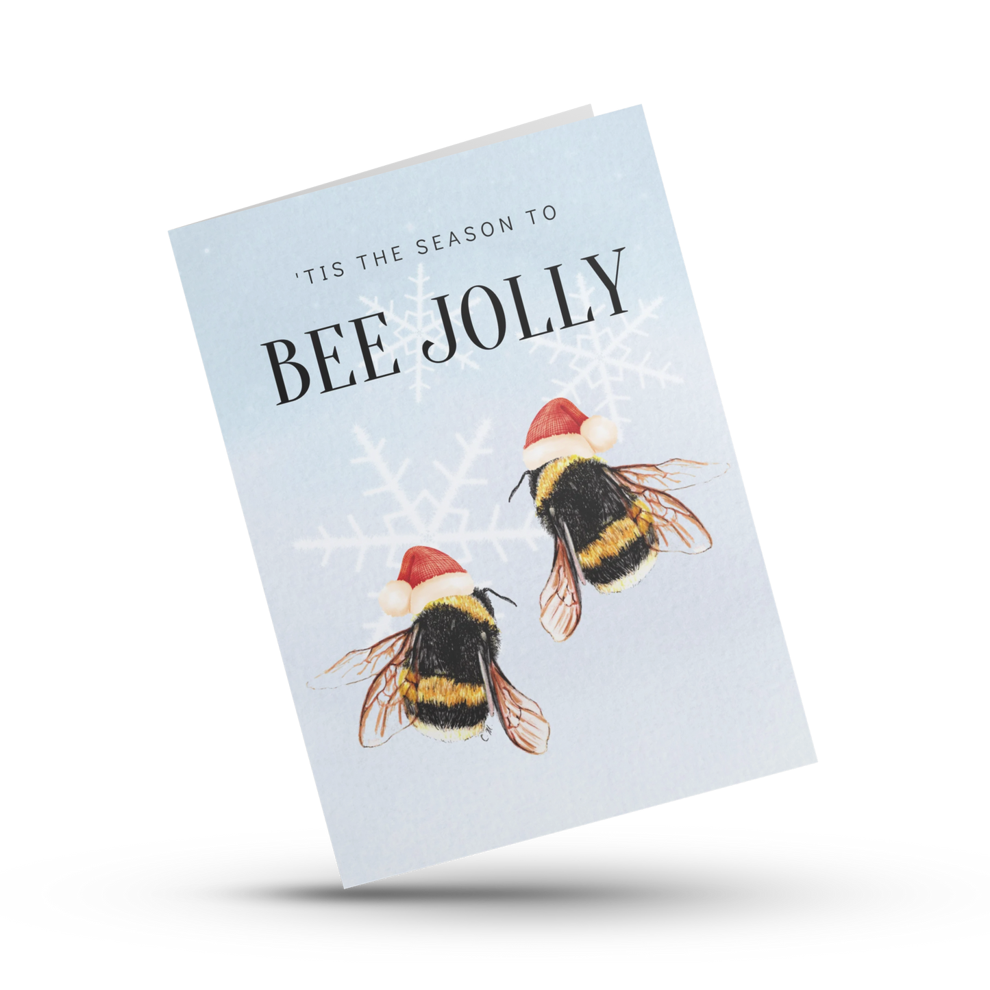 Bee Christmas card, Tis the season to bee jolly, Santa hat bees, Christmas bee, Hap-bee holidays, Cute funny Christmas card, Bee Merry,