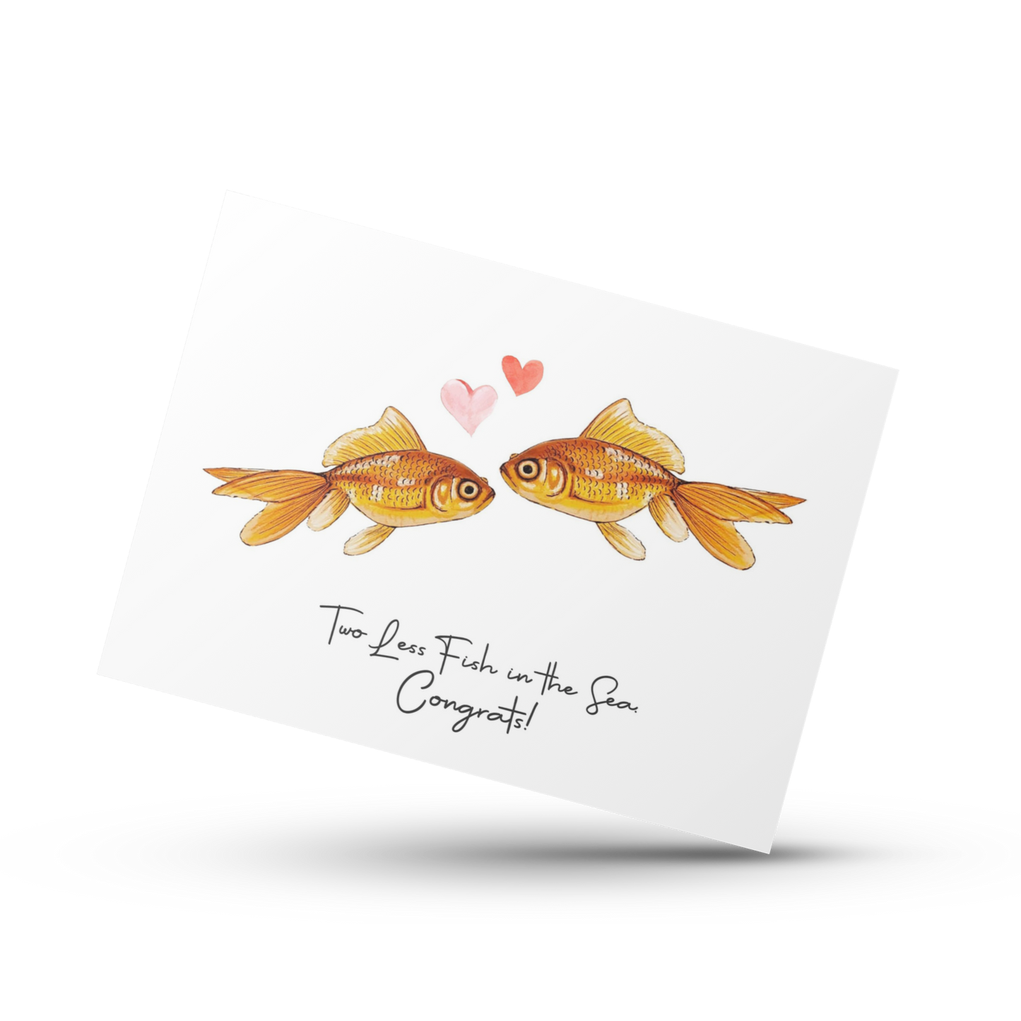 Two less fish in the sea card, Congratulations on your wedding card, Cute wedding card, Engagement card, Card for bride and groom, Love card