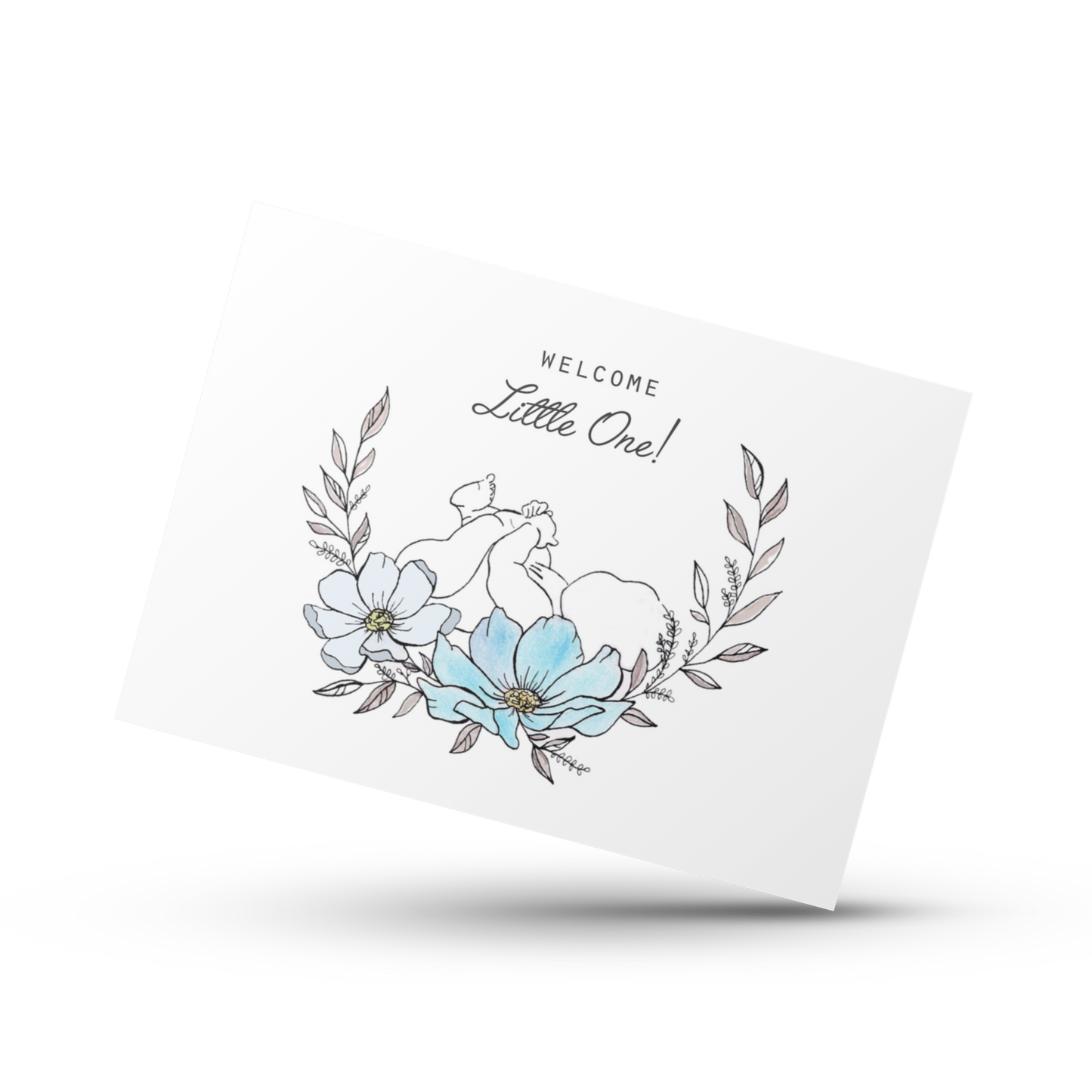 Welcome little one, Baby shower card, Baby boy card, New baby card, Minimalist baby card, Expectant mother card, New parents card, Newborn