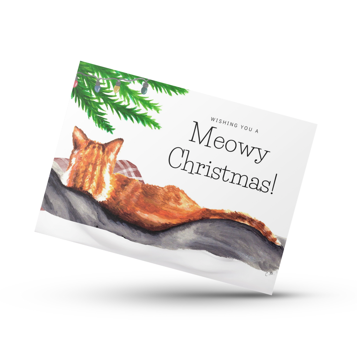 Meowy Christmas card, Ginger cat Christmas card, Cat Christmas card, Cute holiday card, Gift for cat lover, Cat lady meowy Christmas, Catmas