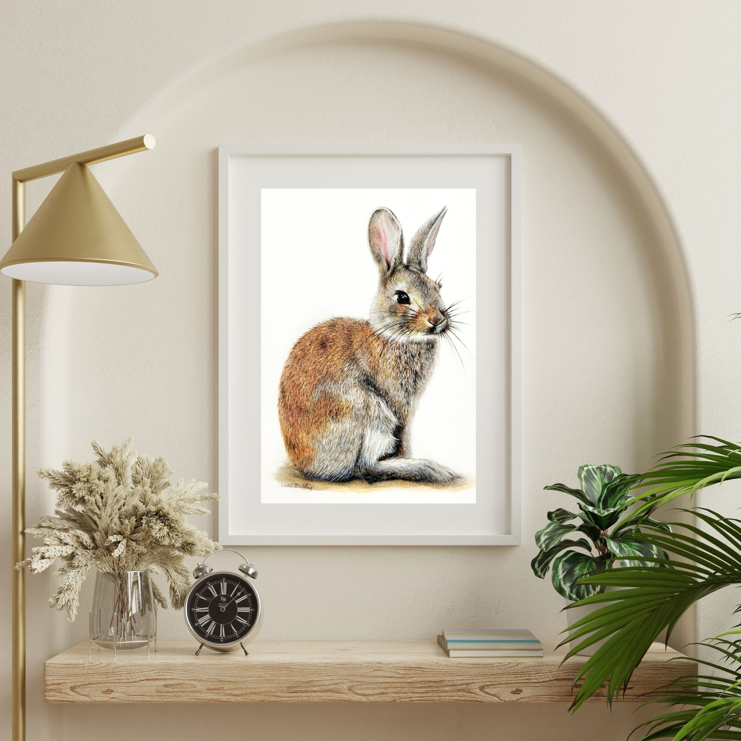 Woodland bunny art print, Wildlife art print, Giclee print on fine art paper