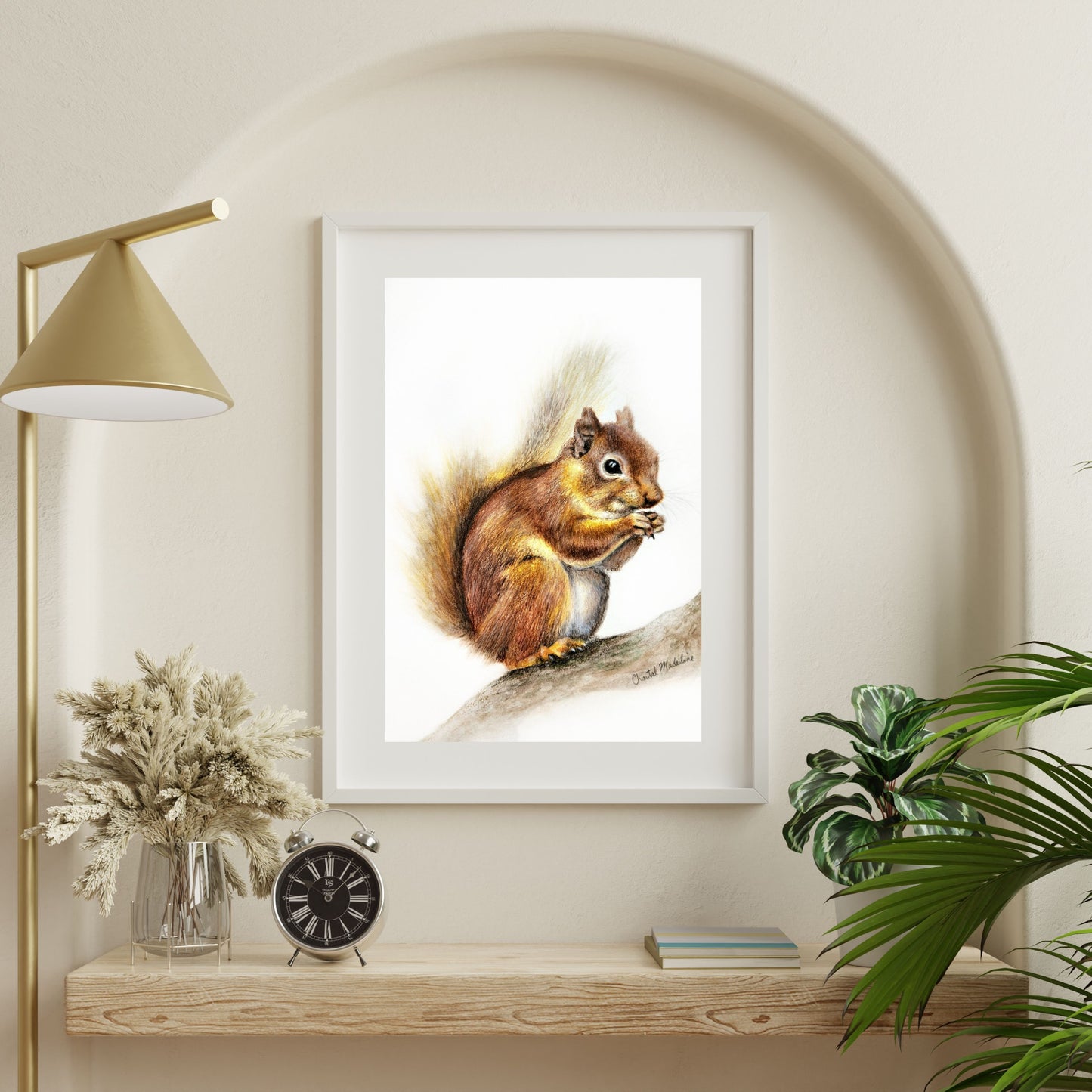 Woodland Squirrel art print, Wildlife art print, Giclee print on fine art paper