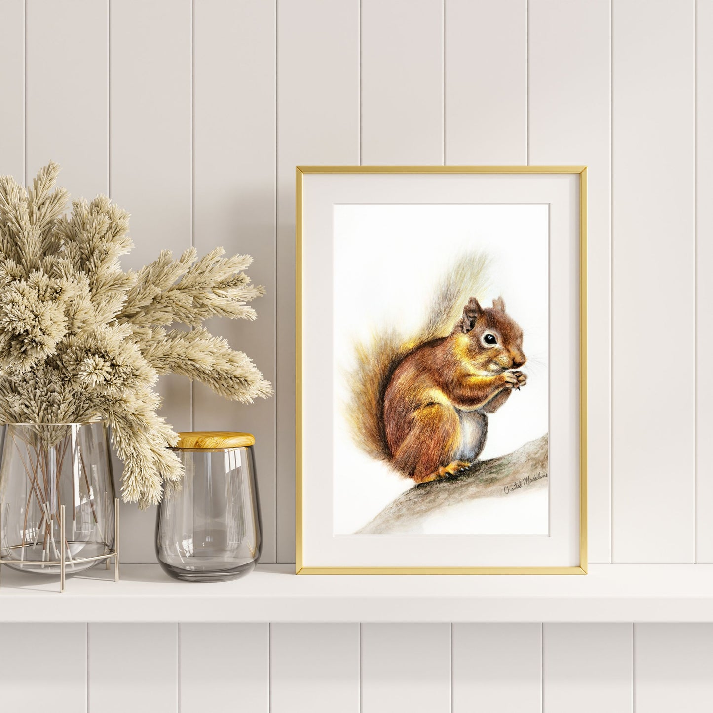 Woodland Squirrel art print, Wildlife art print, Giclee print on fine art paper